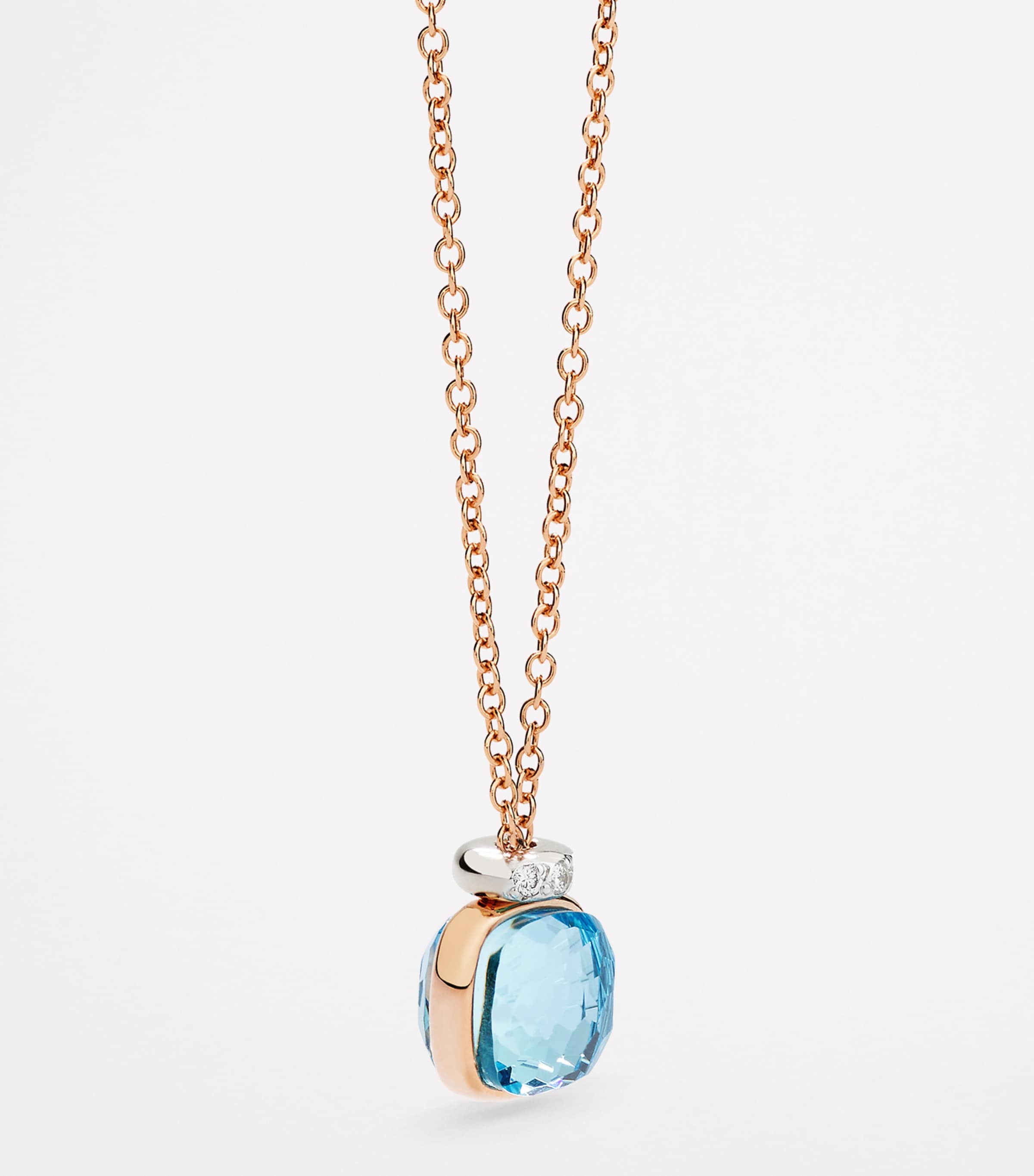 Mixed Gold, Blue Topaz and Diamond Nudo Necklace DB0YY Image 3