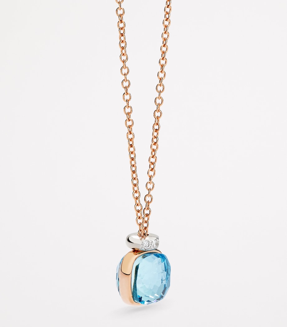 Mixed Gold, Blue Topaz and Diamond Nudo Necklace DB0YY Image 3