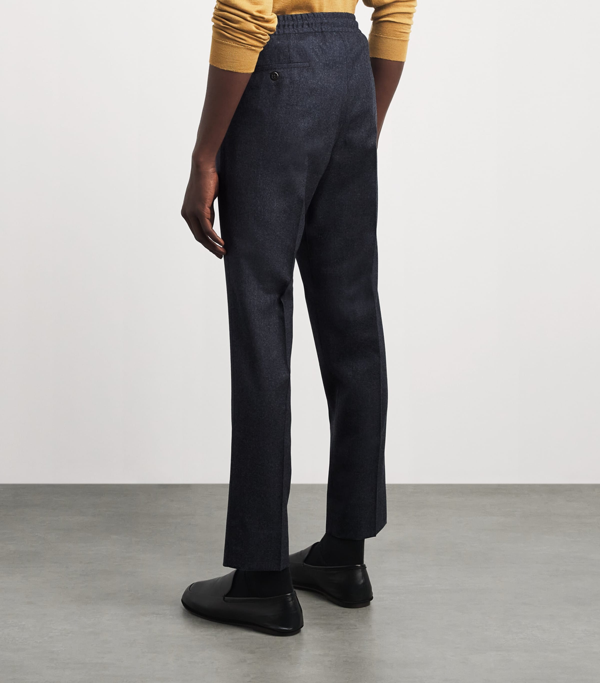 Corneliani Mens Virgin Wool Drawstring Trousers Gry Melange Drk Image 5