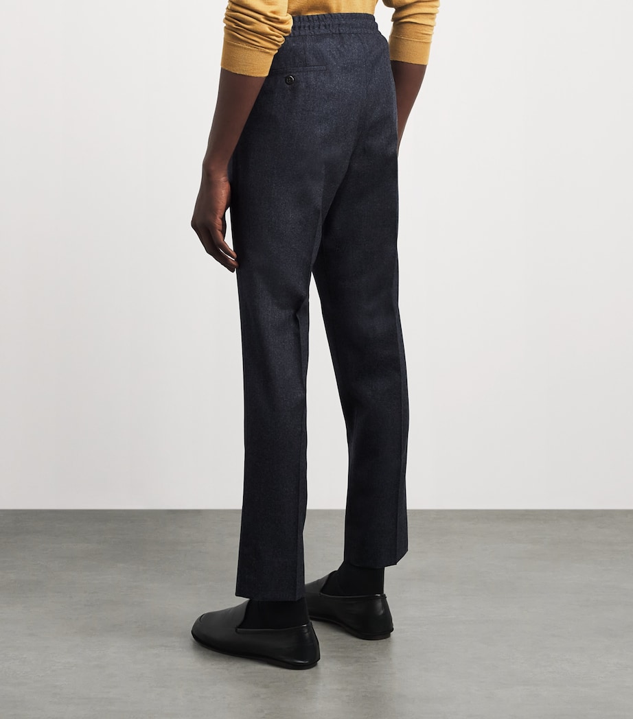 Corneliani Mens Virgin Wool Drawstring Trousers Gry Melange Drk Image 5