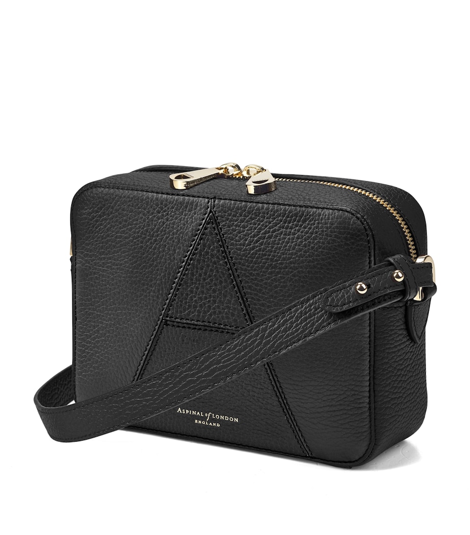Leather Camera ‘A’ Cross-Body Bag BLACK Image 5