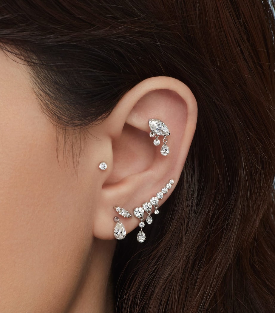 Floating Pear Diamond Charm Single Stud Earring (6mm) ROSE GOLD Image 3