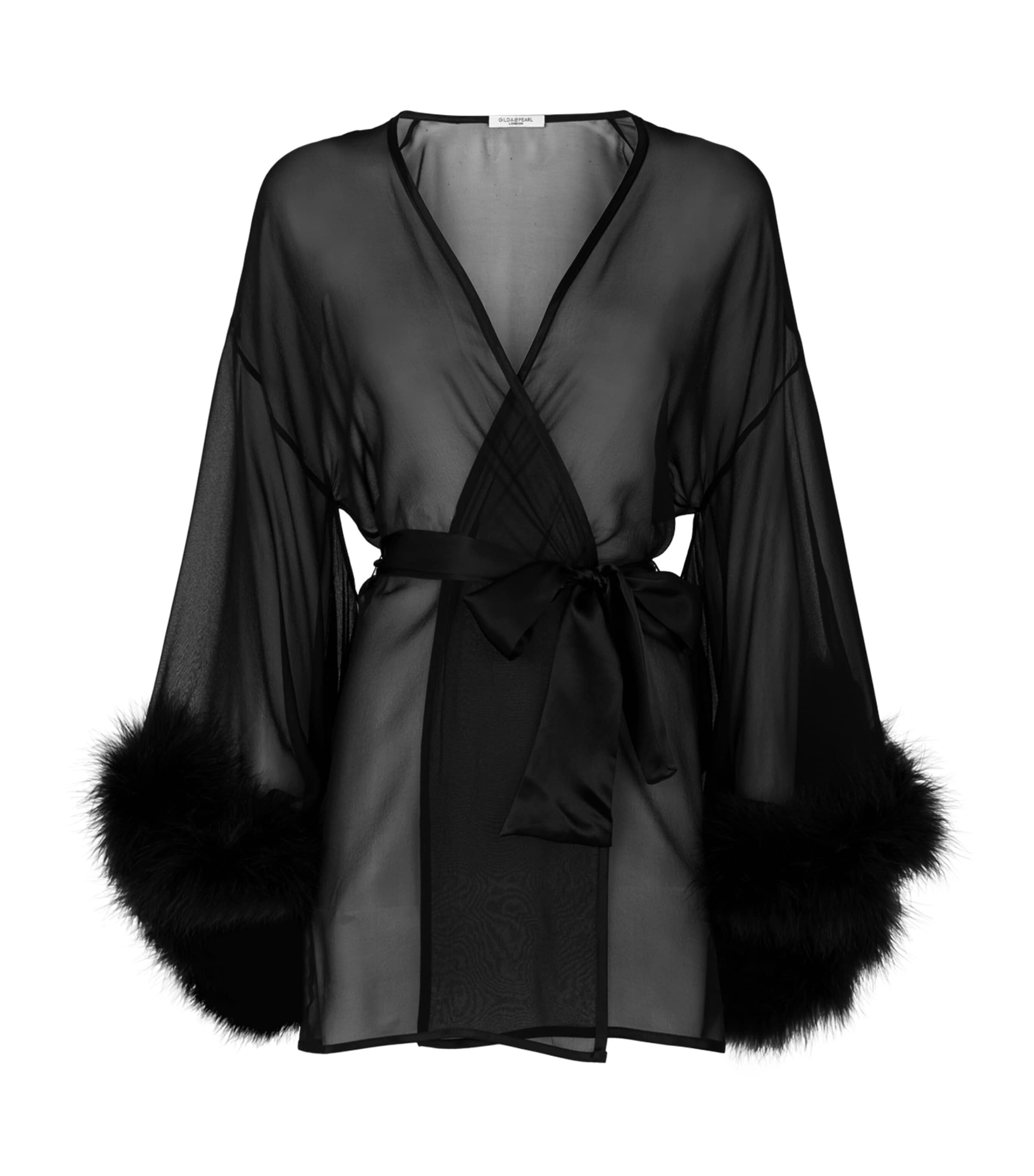 GILDA & PEARL MARABOU TRIM KIMONO ROBE
