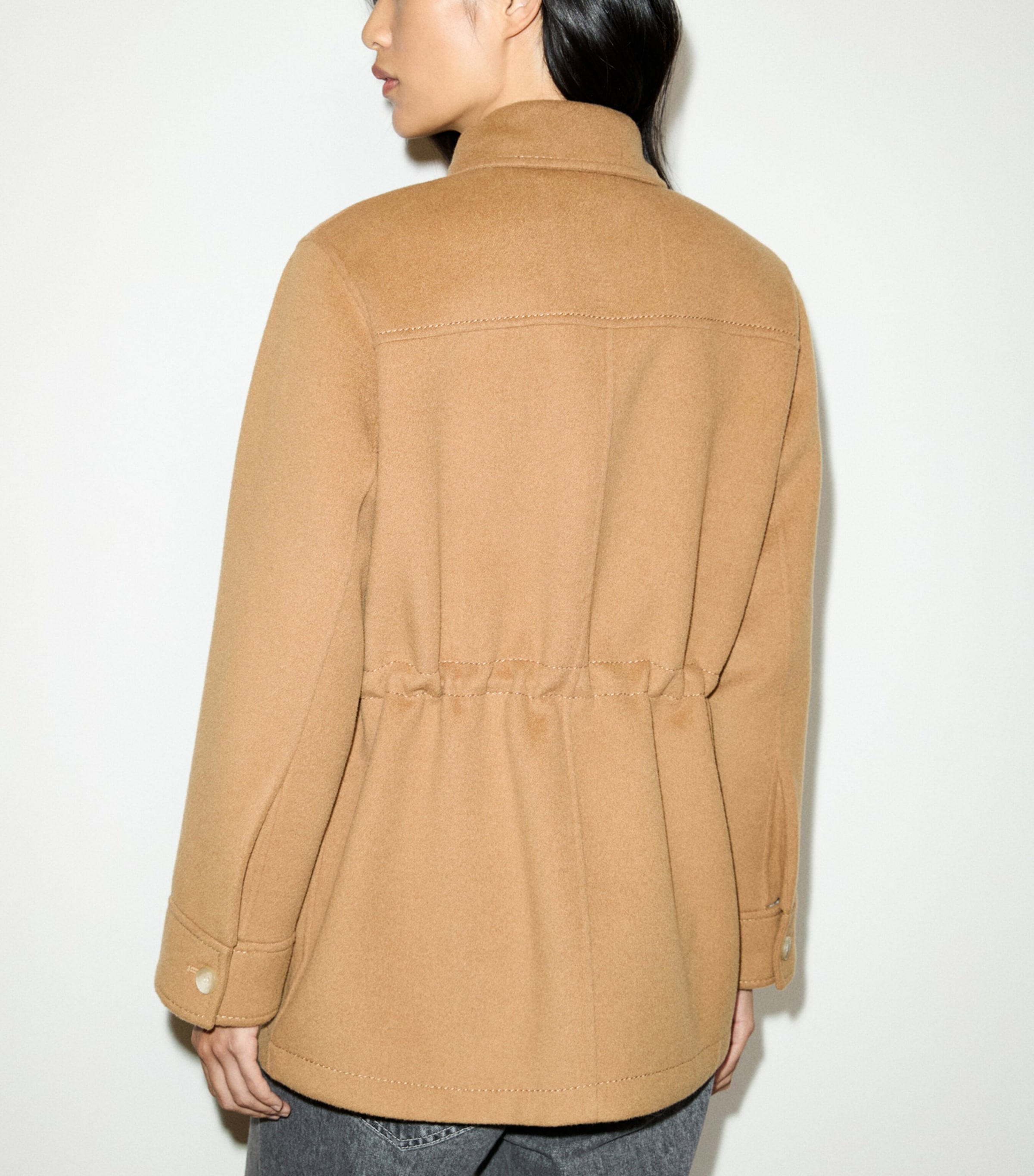 MAX&Co. Womens Virgin Wool Utility Jacket Camel Image 4