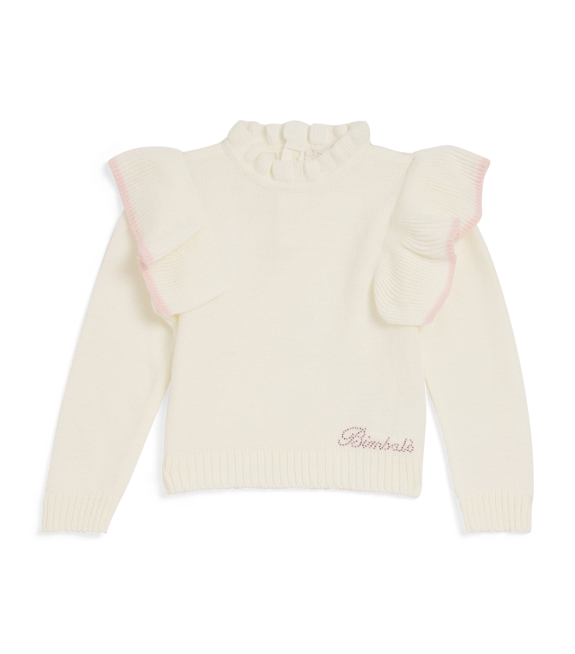 BIMBALÒ WOOL-BLEND FRILLED SWEATER 