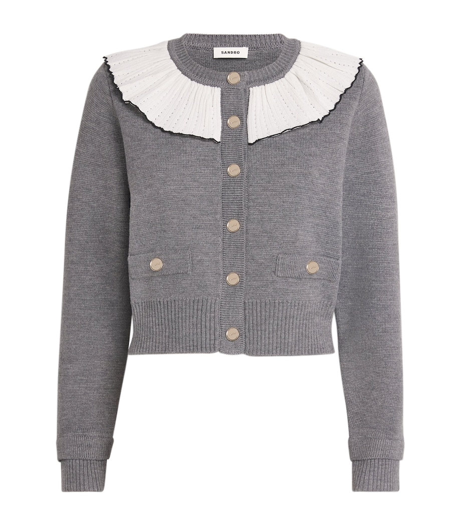 Wool-Blend Ruffle-Collar Cardigan GREY Image 1