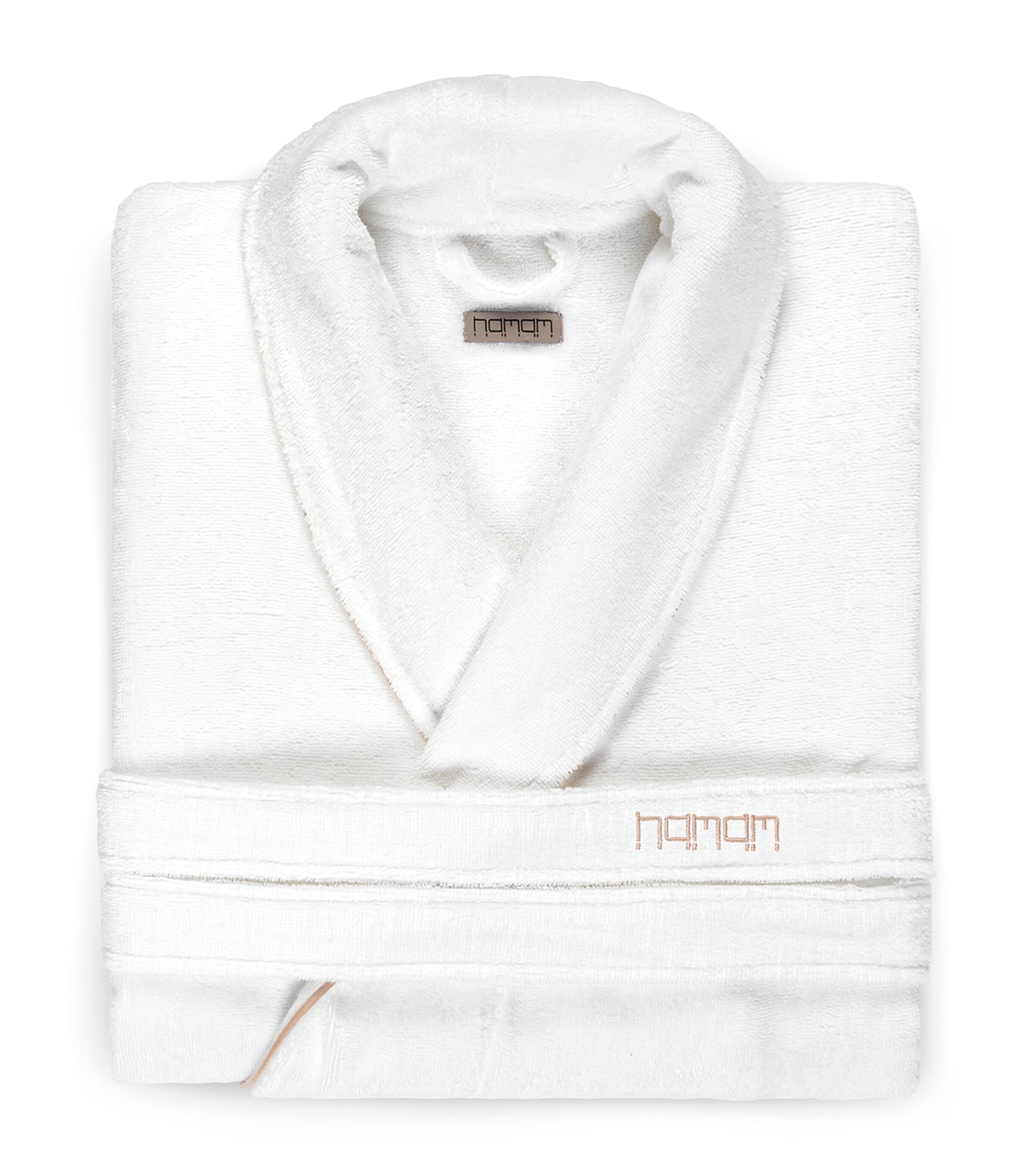 Cotton Pera Bathrobe (Extra Small) WHITE/ROASTED ALMOND Image 1