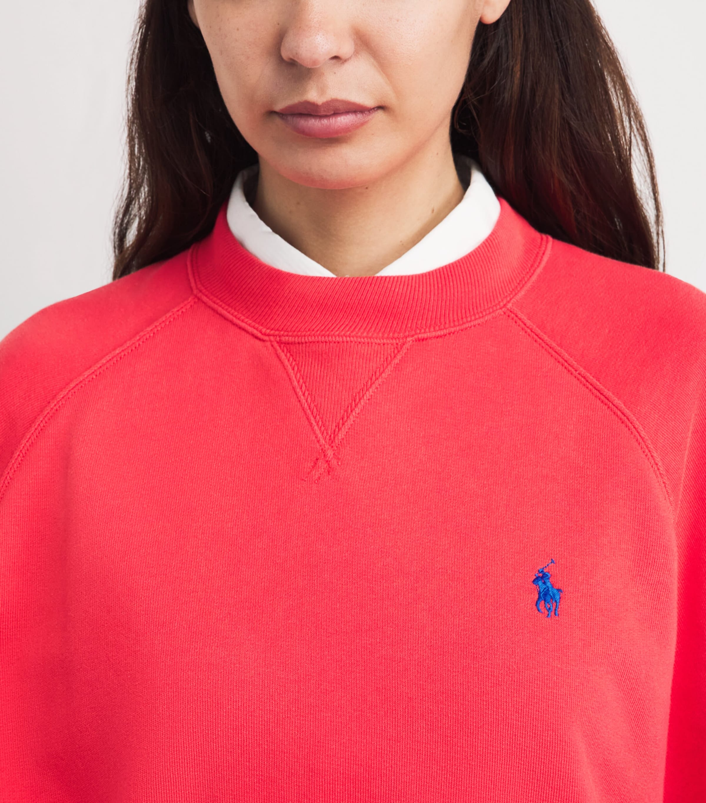 Polo Ralph Lauren Womens Cotton-Blend Polo Pony Sweatshirt Bright Hibiscus Image 3