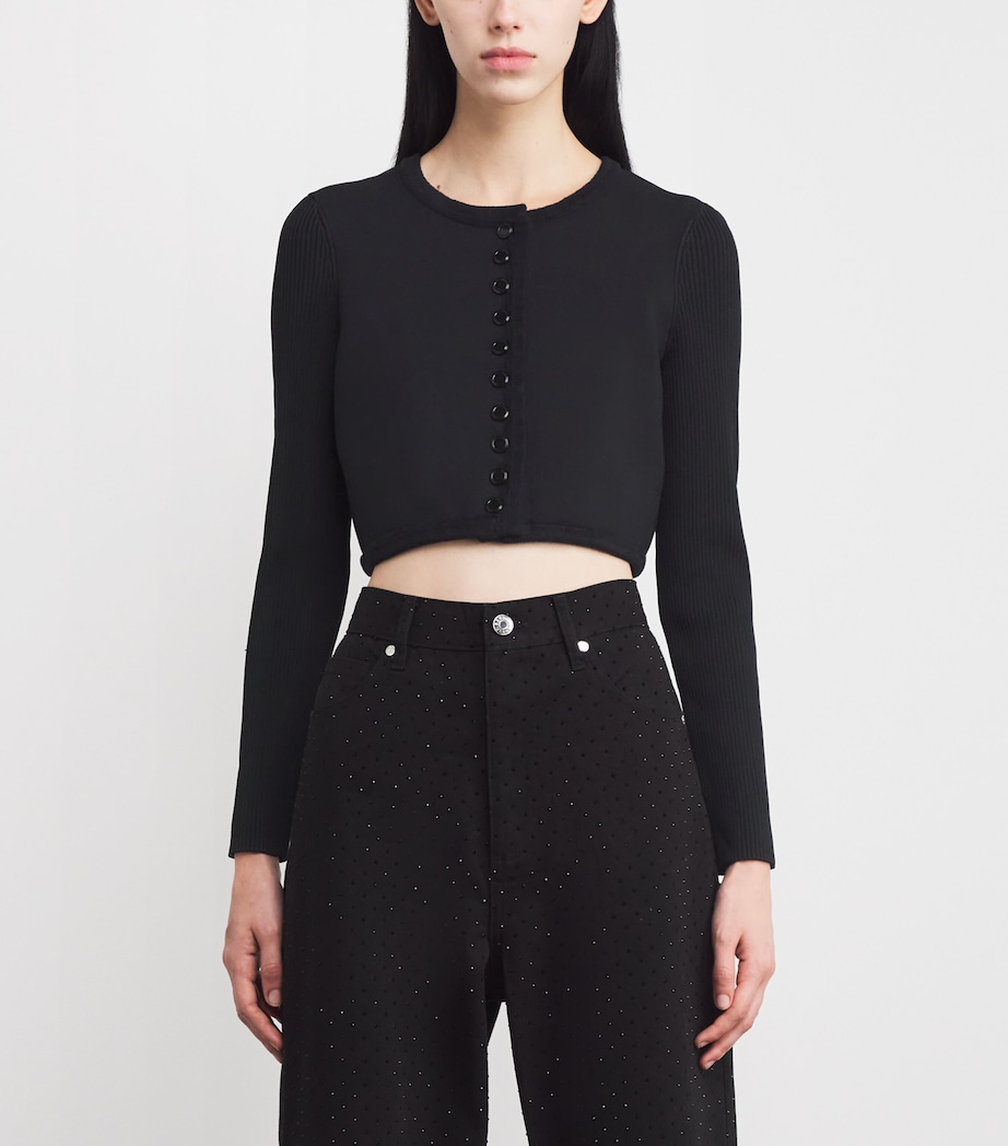 Cropped Cardigan BLACK Image 3