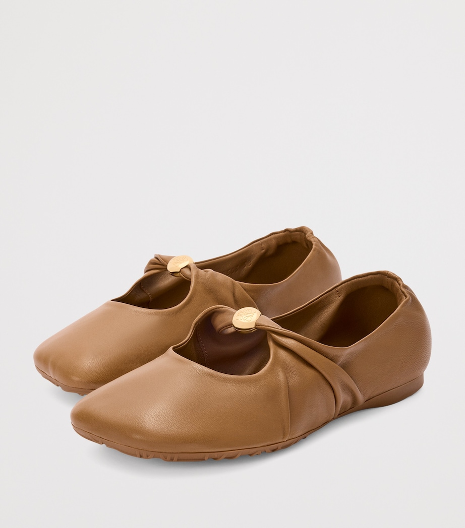 Nappa Leather Pebble Soft Ballet Flats OAK Image 4
