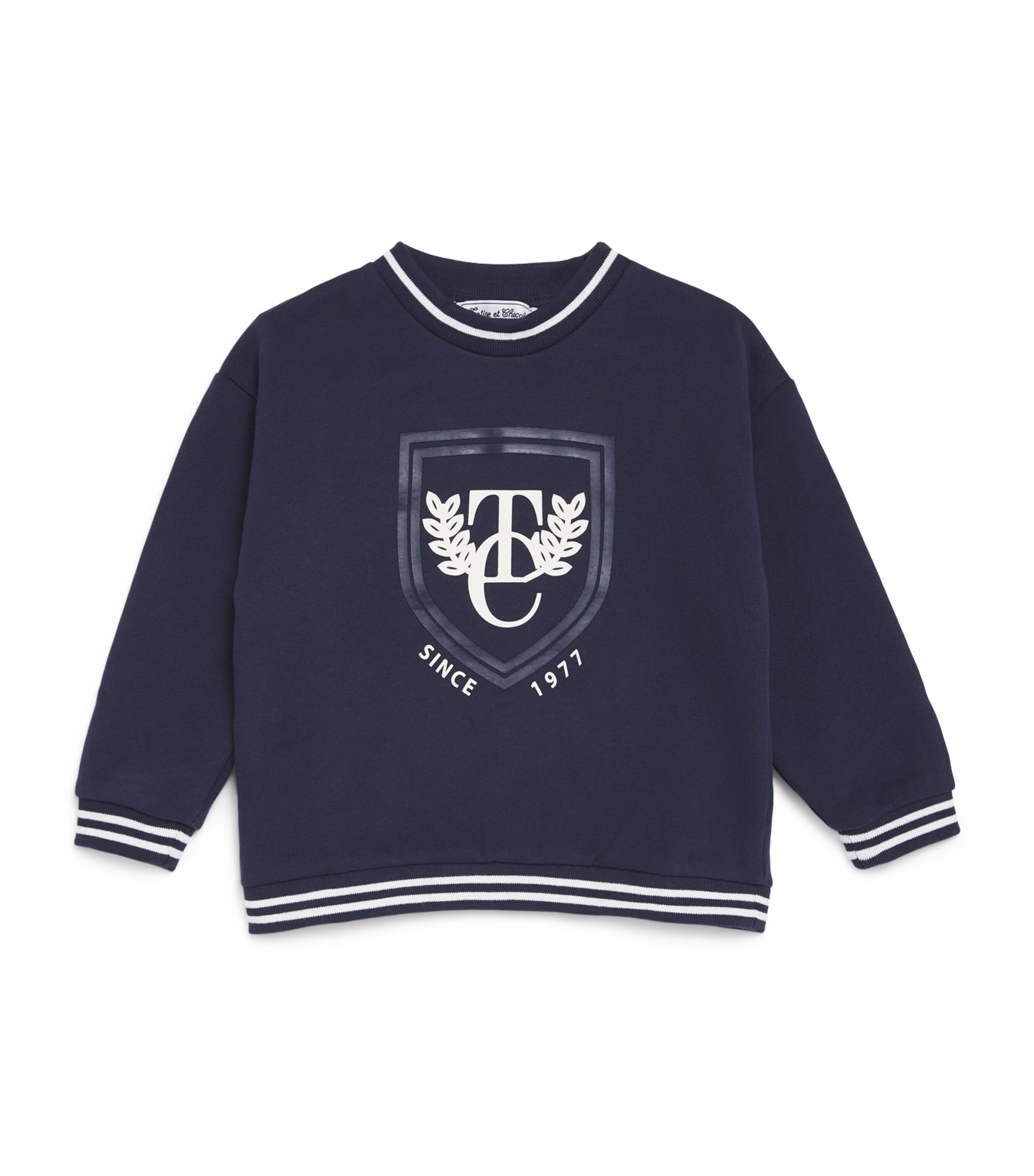 Tartine Et Chocolat Cotton Logo-crest Sweatshirt In Blue