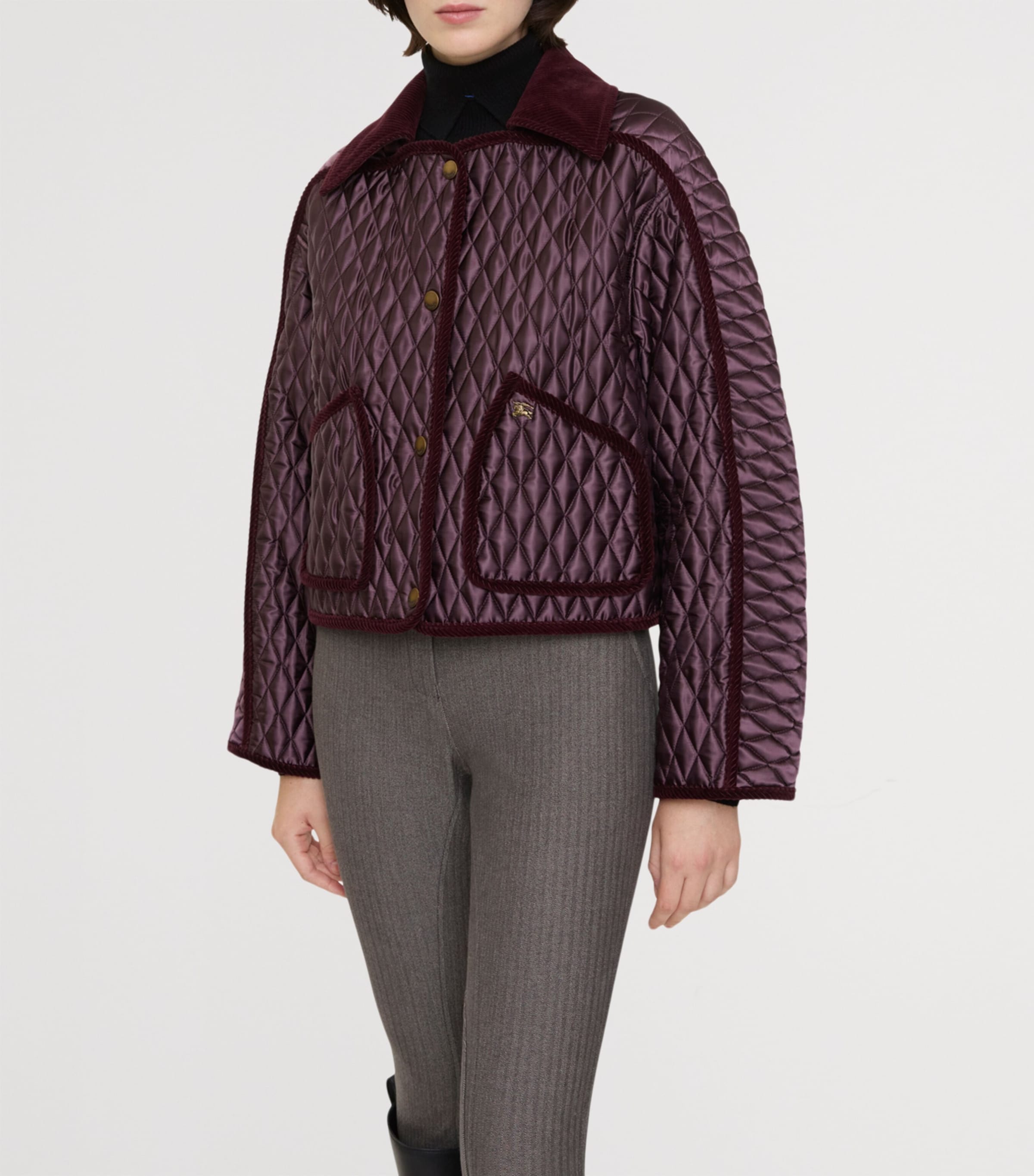 Burberry Brown Quilted Cropped Floriston Jacket | Harrods US