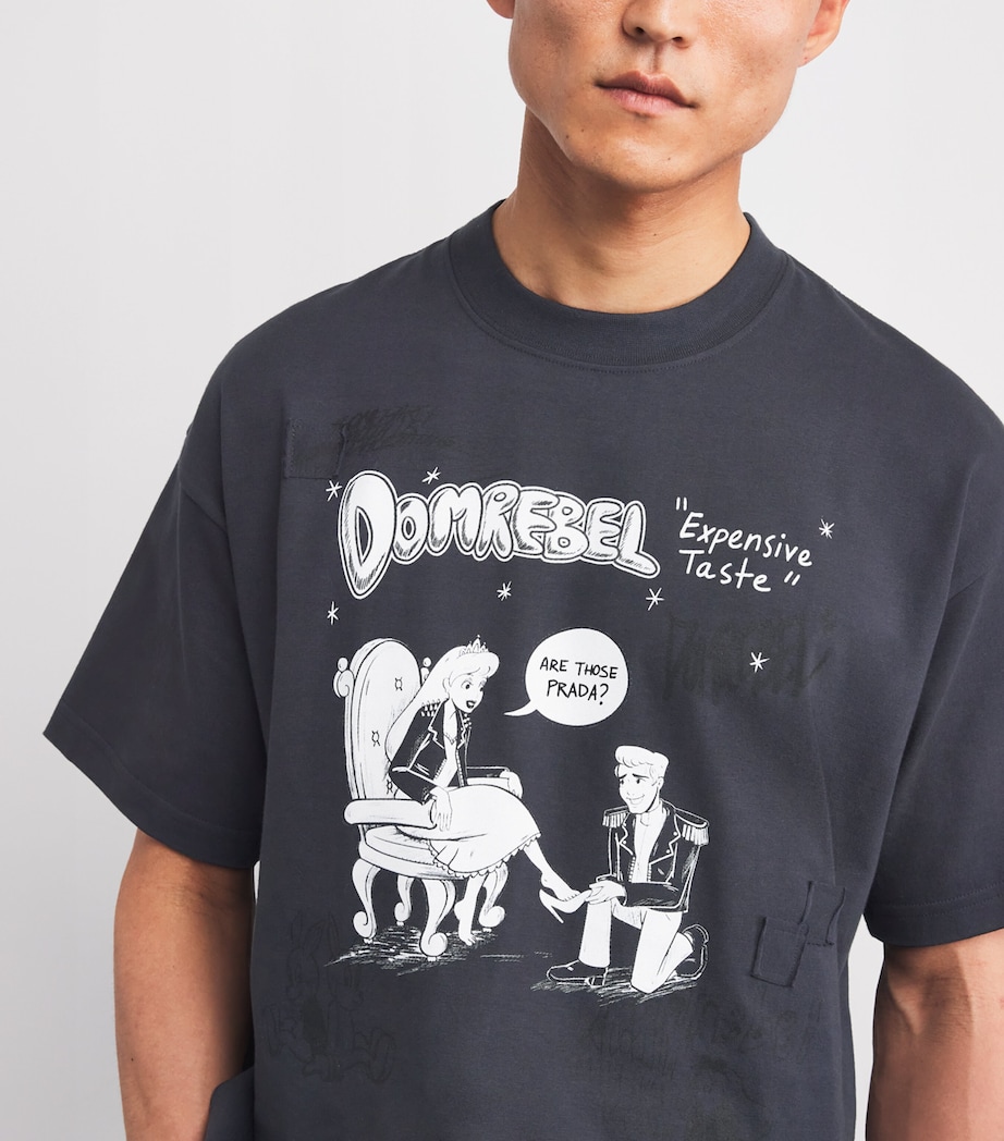 DOMREBEL Mens Cotton Expensive Taste T-Shirt Old Black Image 6