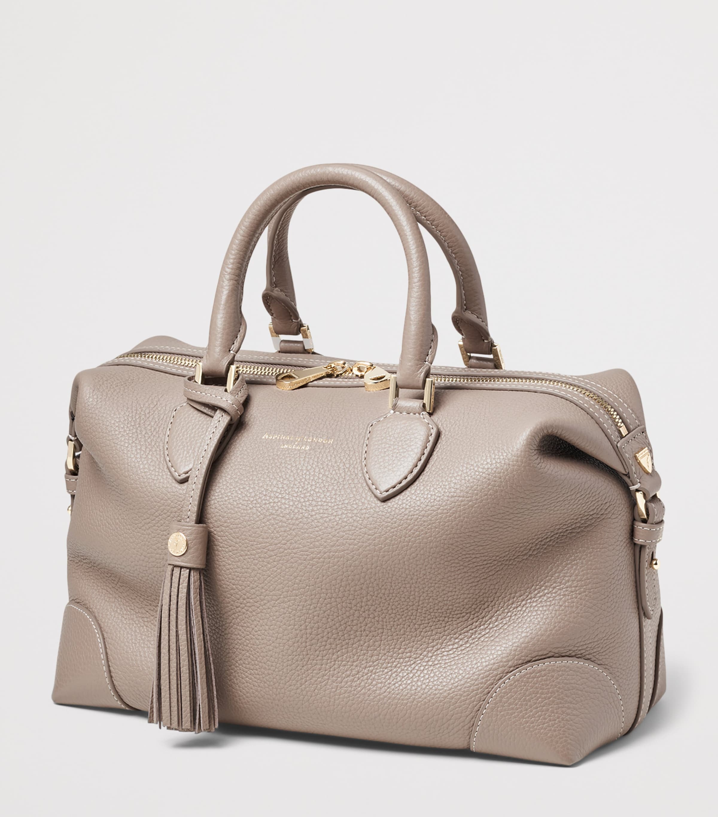 Aspinal Of London Leather Midi The Hudson Bowling Bag Moleskin Image 2