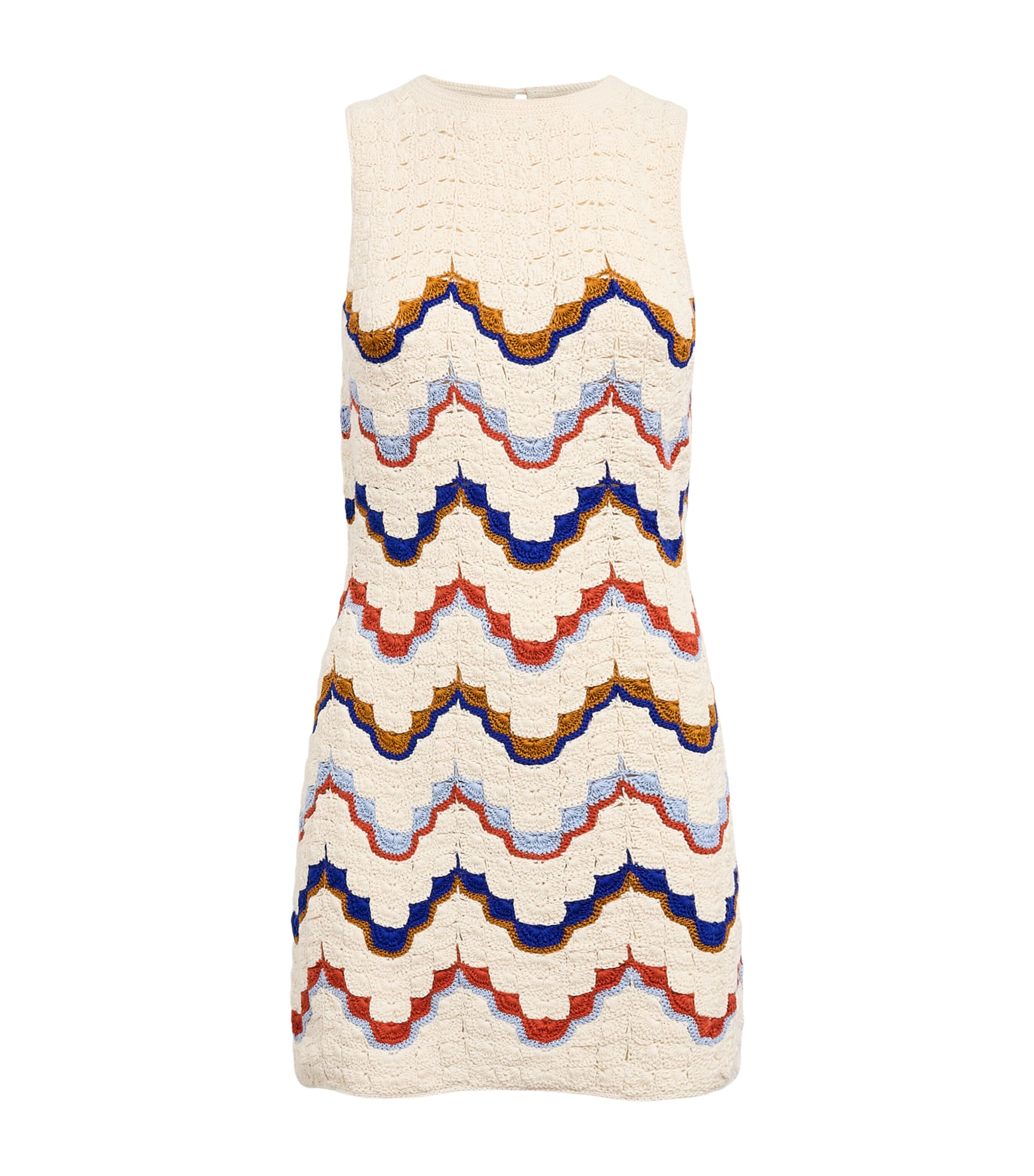 ESCVDO Womens Crochet Alma Mini Dress Ivory Multi Image 1