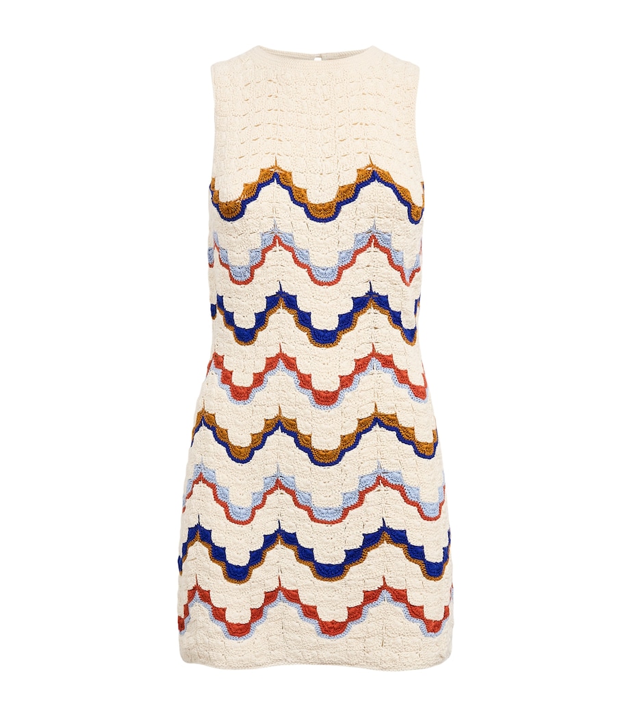 ESCVDO Womens Crochet Alma Mini Dress Ivory Multi Image 1