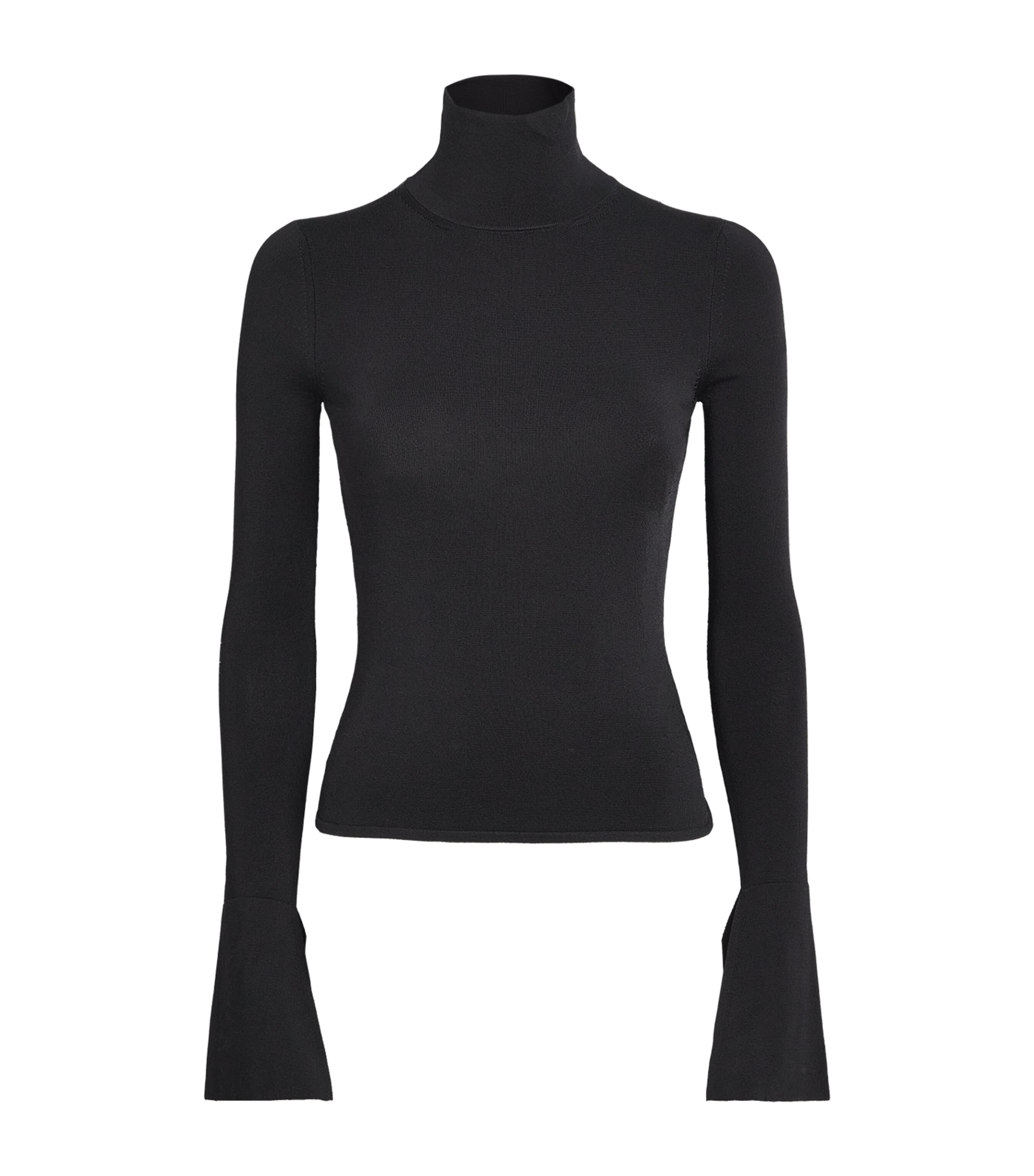 Brandon Maxwell Womens Knitted Funnel-Neck Long-Sleeve Top Black Image 1