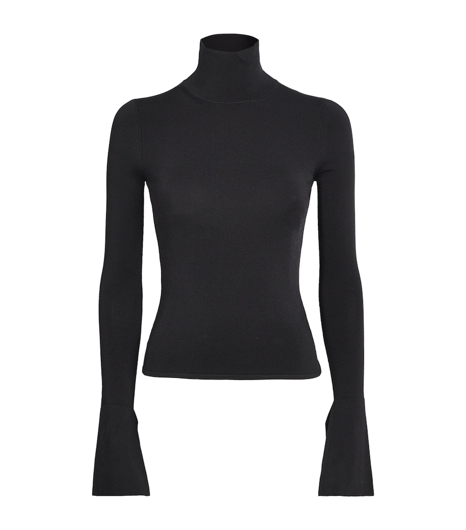 Brandon Maxwell Womens Knitted Funnel-Neck Long-Sleeve Top Black Image 1
