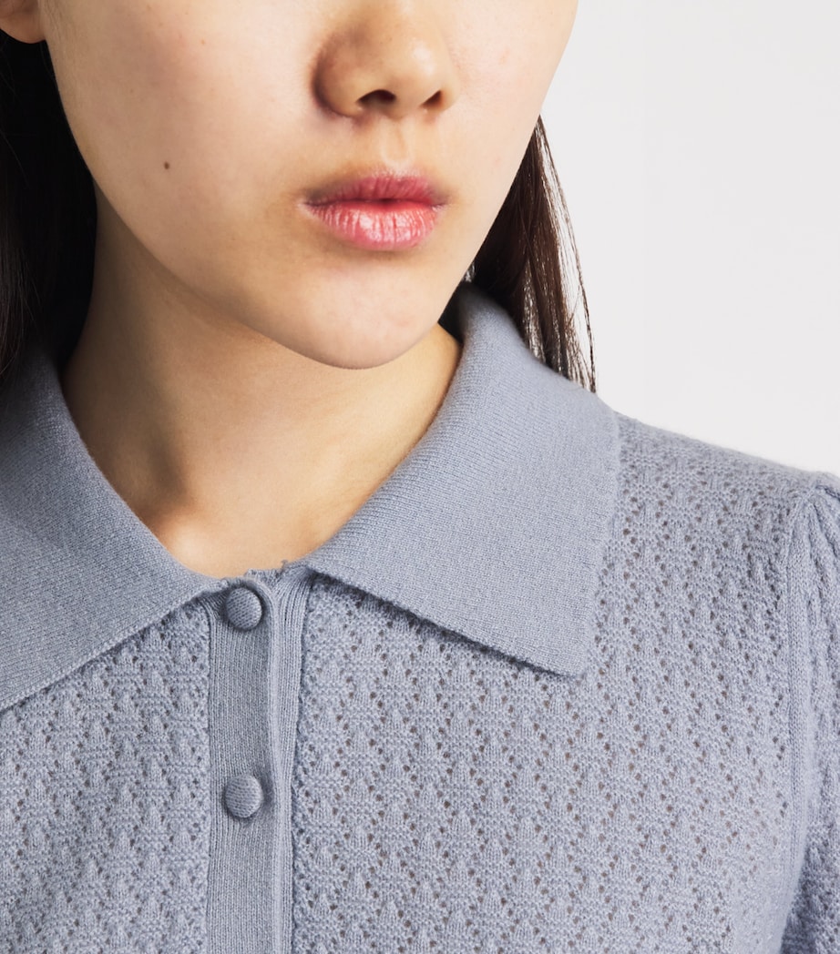 FRAME Womens Cashmere Honeycomb Sweater Grey Blue Image 3
