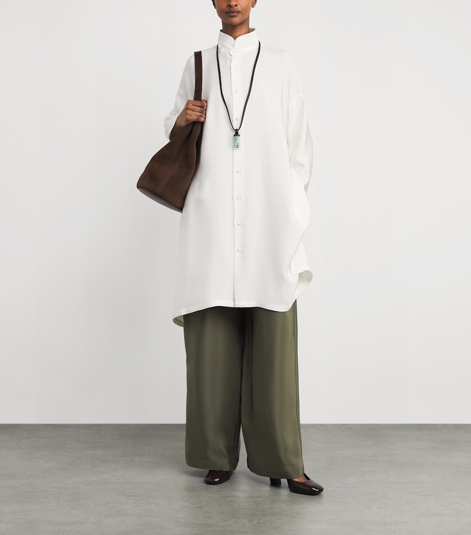 Silk Longline Shirt WHITE Image 2