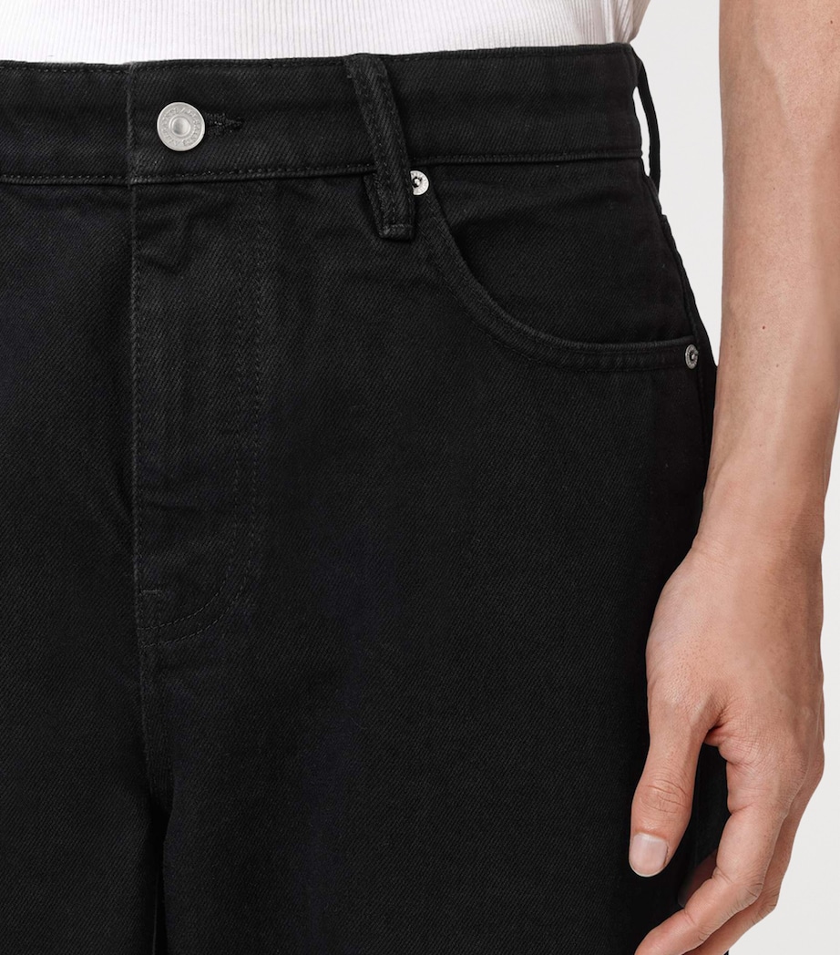 AllSaints Mens Curve Barrel-Leg Jeans Washed Black Image 5