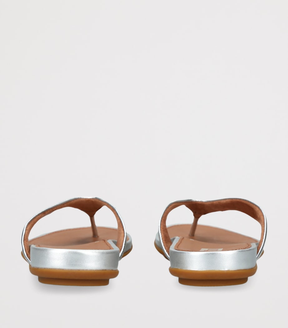 Leather Gracie Flip Flops SILVER Image 2
