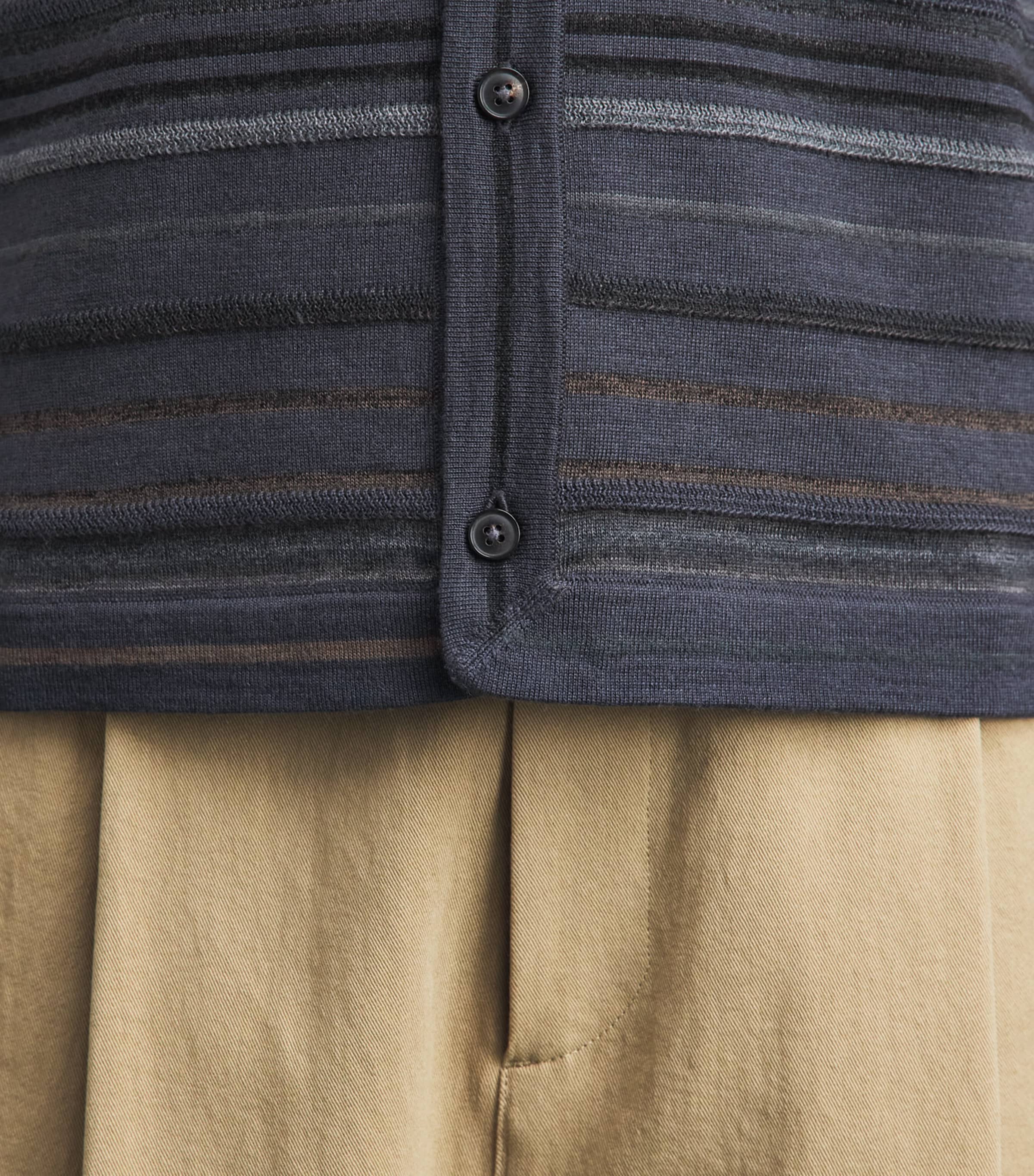 Paul Smith Mens Merino Stripe Polo Cardigan Image 3