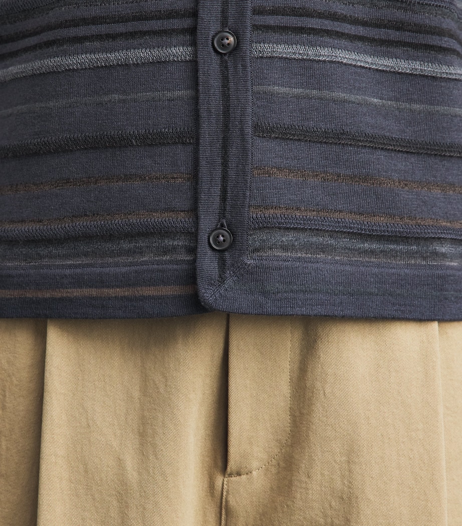 Paul Smith Mens Merino Stripe Polo Cardigan Image 3