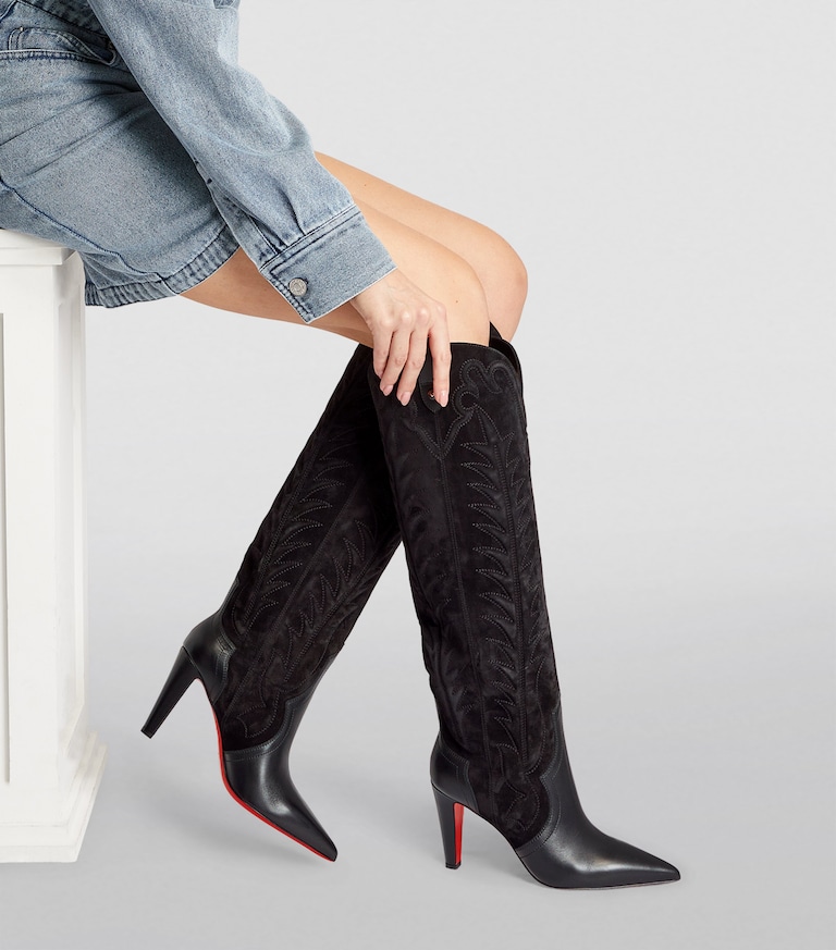 Condodo Boot Christian Louboutin Red Santia Botta Suede-Leather Boots 85 | Harrods UK