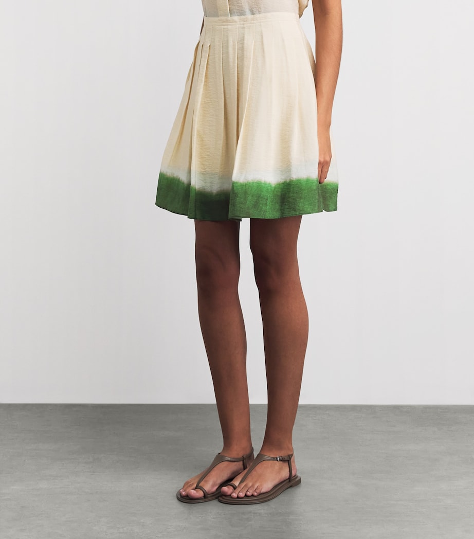 Vince Womens Dip Dye Pleated Midi Skirt Prclain/herba Image 4