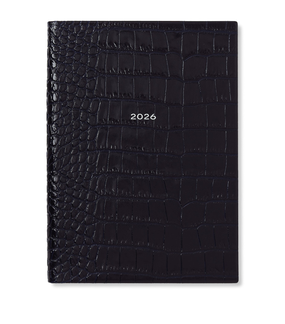 Croc-Embossed Mara Leather A5 Soho Diary 2026 NAVY Image 1