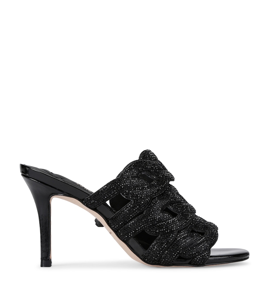 Leather Embellished Chain Heeled Mules 85 BLACK Image 1