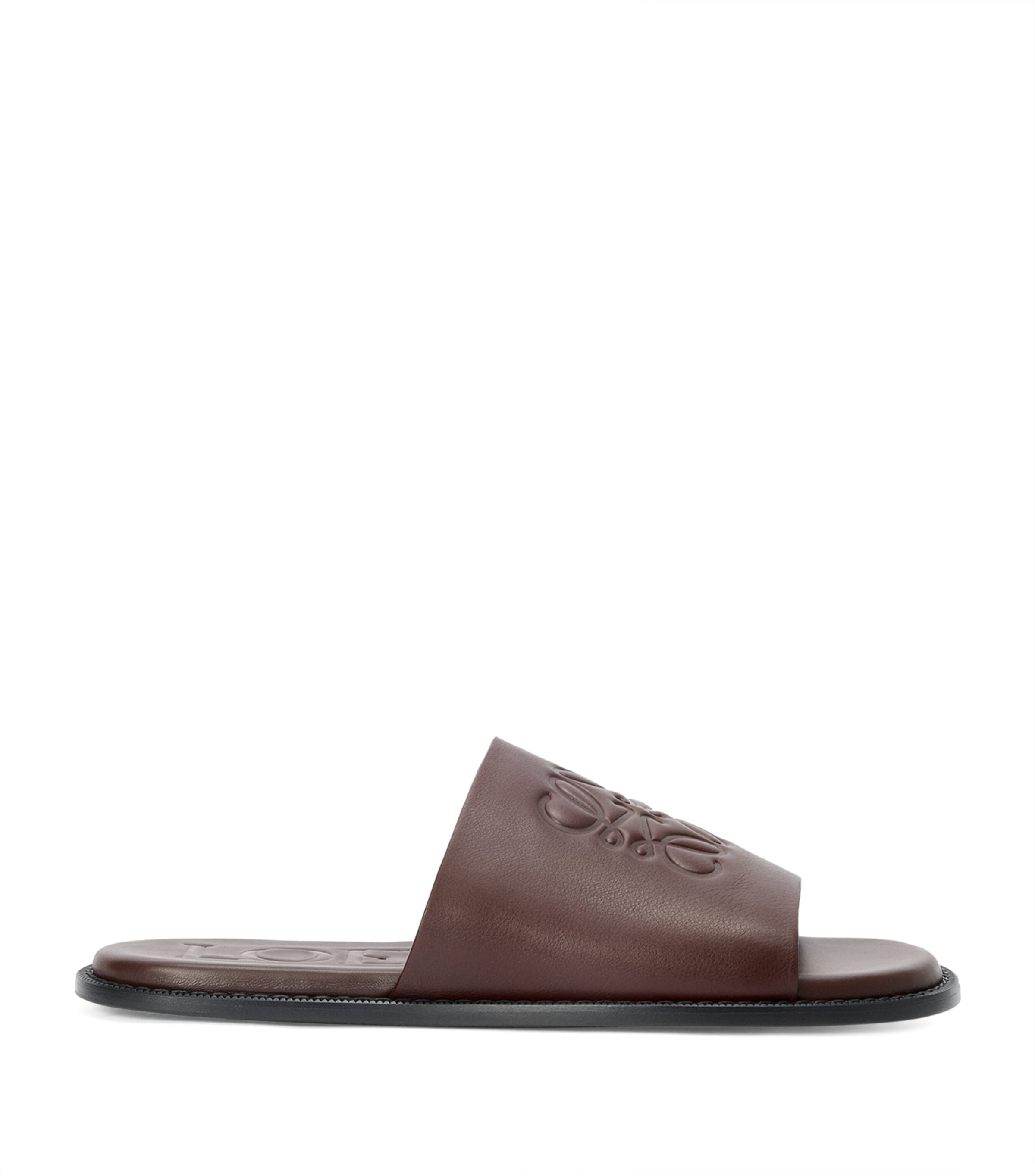 LOEWE x Paula's Ibiza Leather Anagram Slides Oxblood Image 1