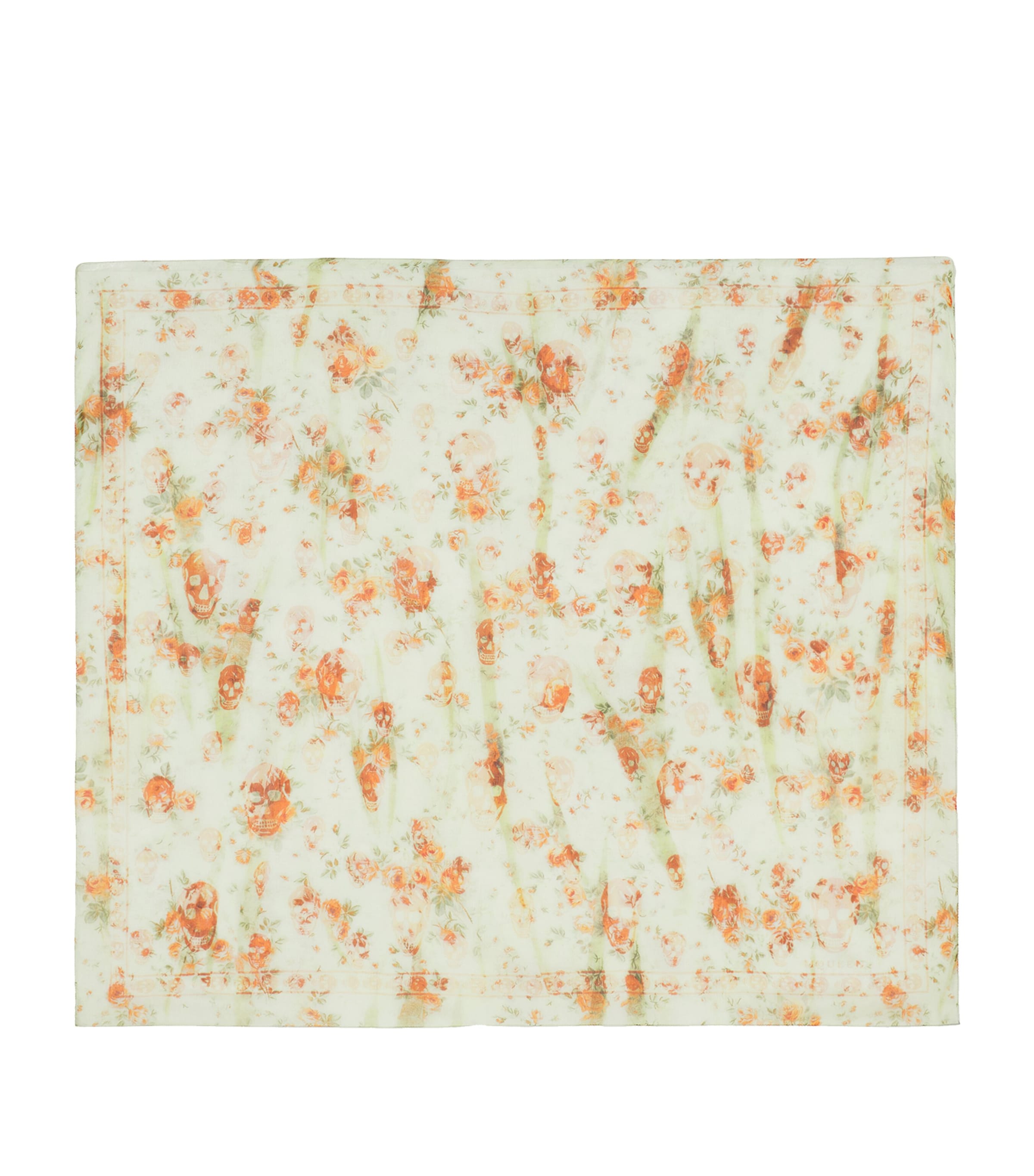 McQueen Silk Floral Skull Scarf Image 1