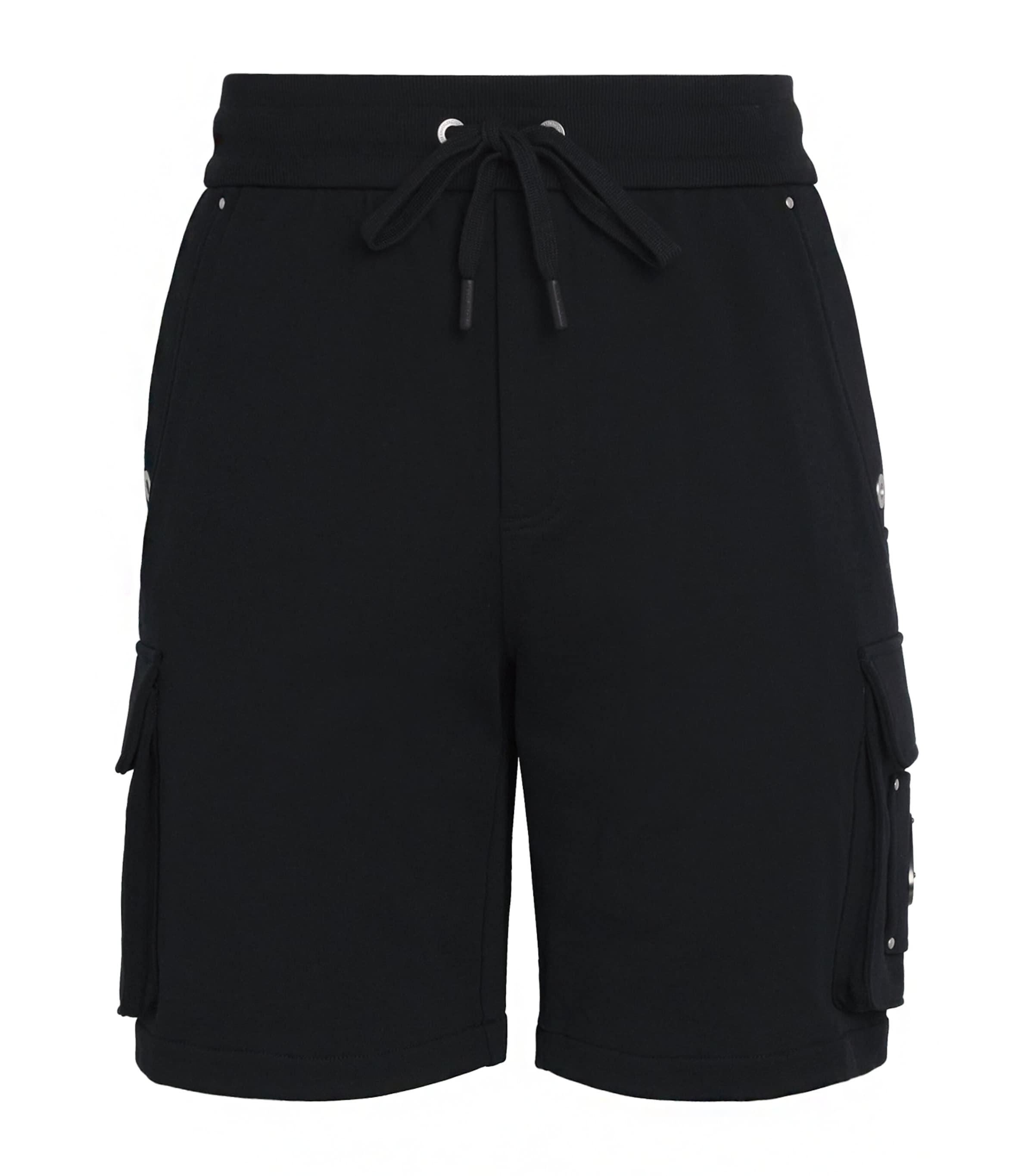 Moose Knuckles Black Shorts With Elastic Waist And Side Cargo Pockets In Black