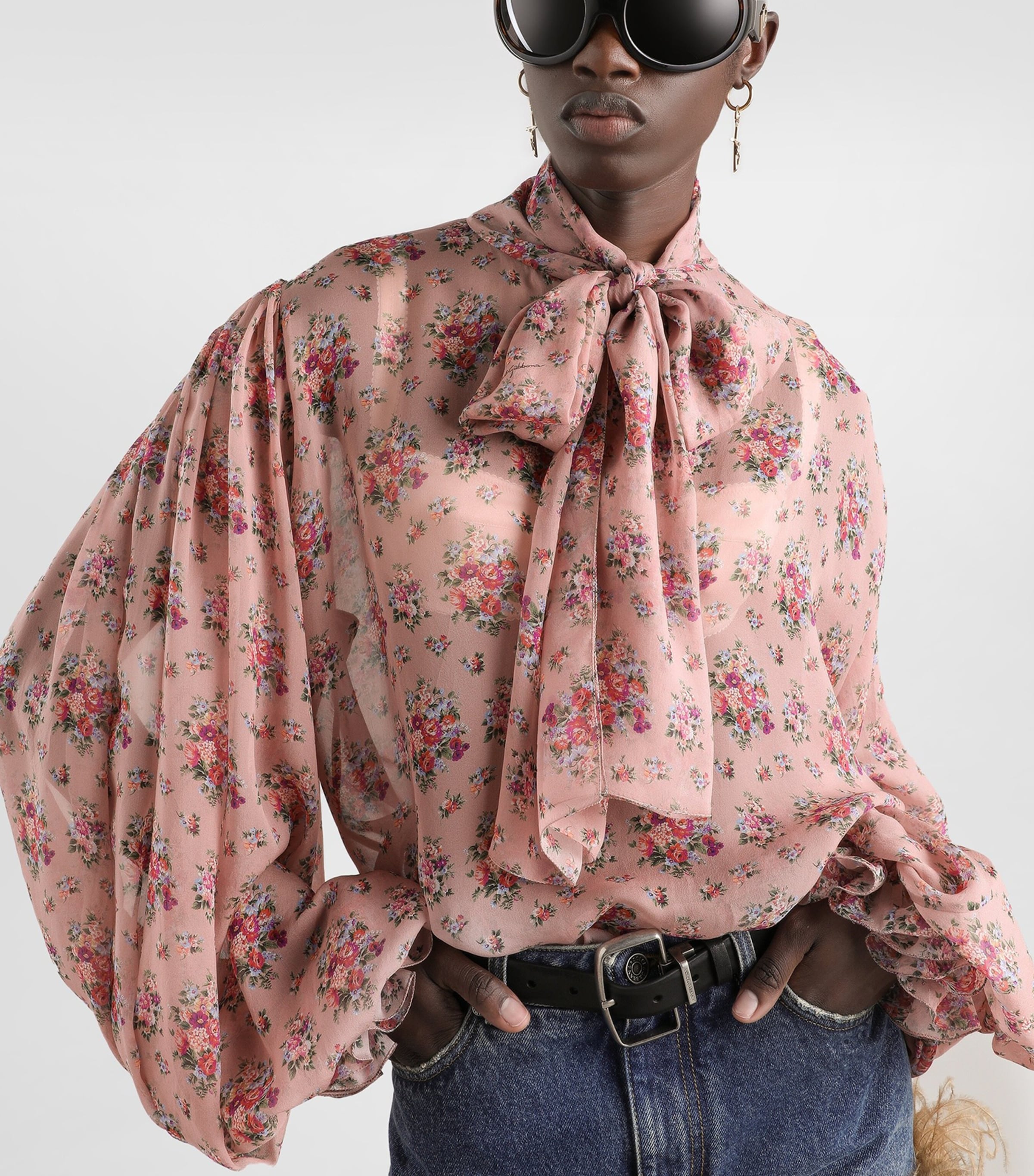 Dolce&Gabbana Womens Silk Floral Pussybow Blouse Mazz Image 5