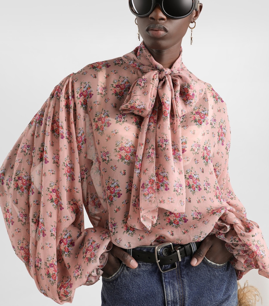 Dolce&Gabbana Womens Silk Floral Pussybow Blouse Mazz Image 5