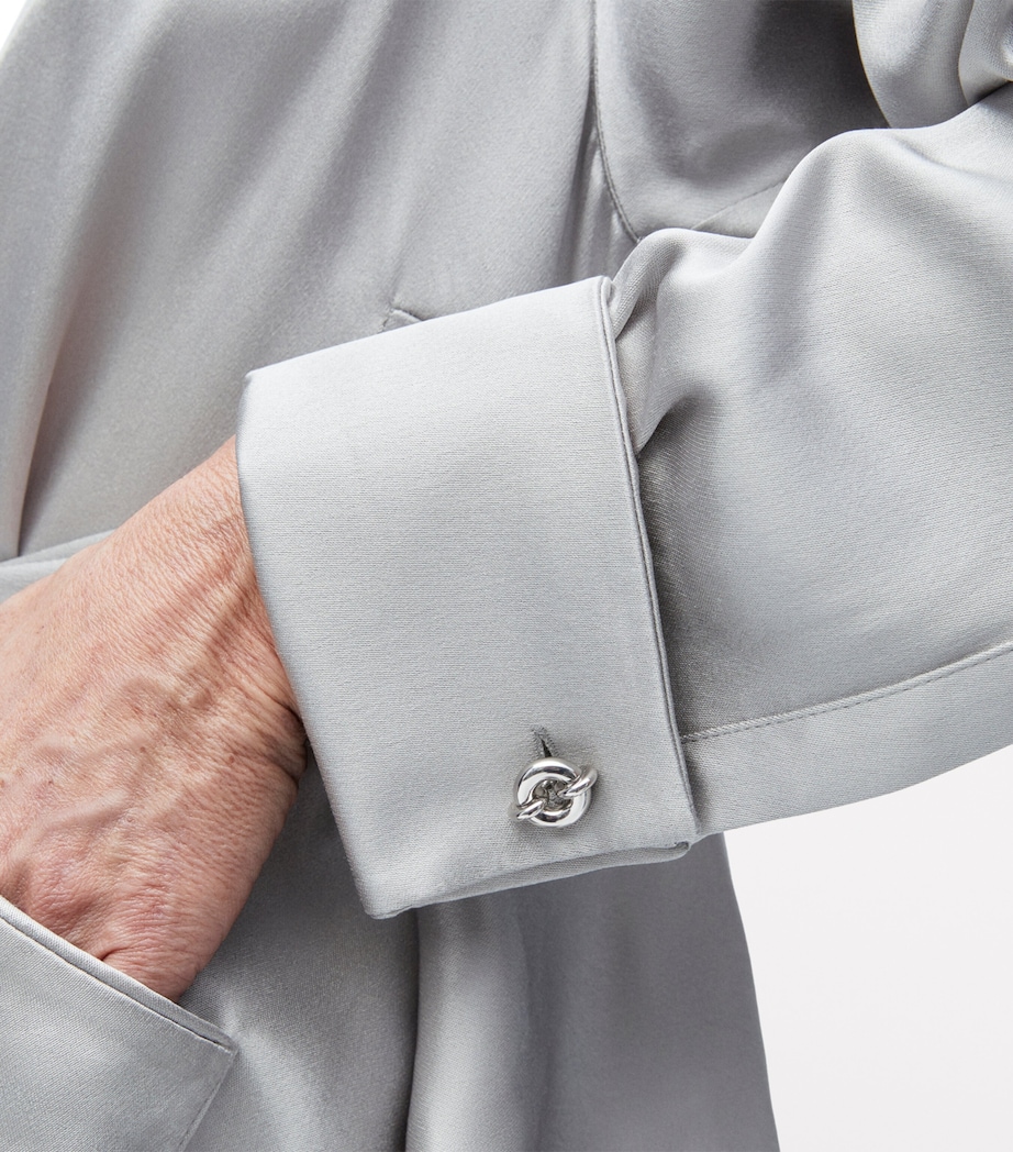 EXCLUSIVE Silk Satin Belted Silver Capsule Pyjama Blouse MOUSE GREY Image 5