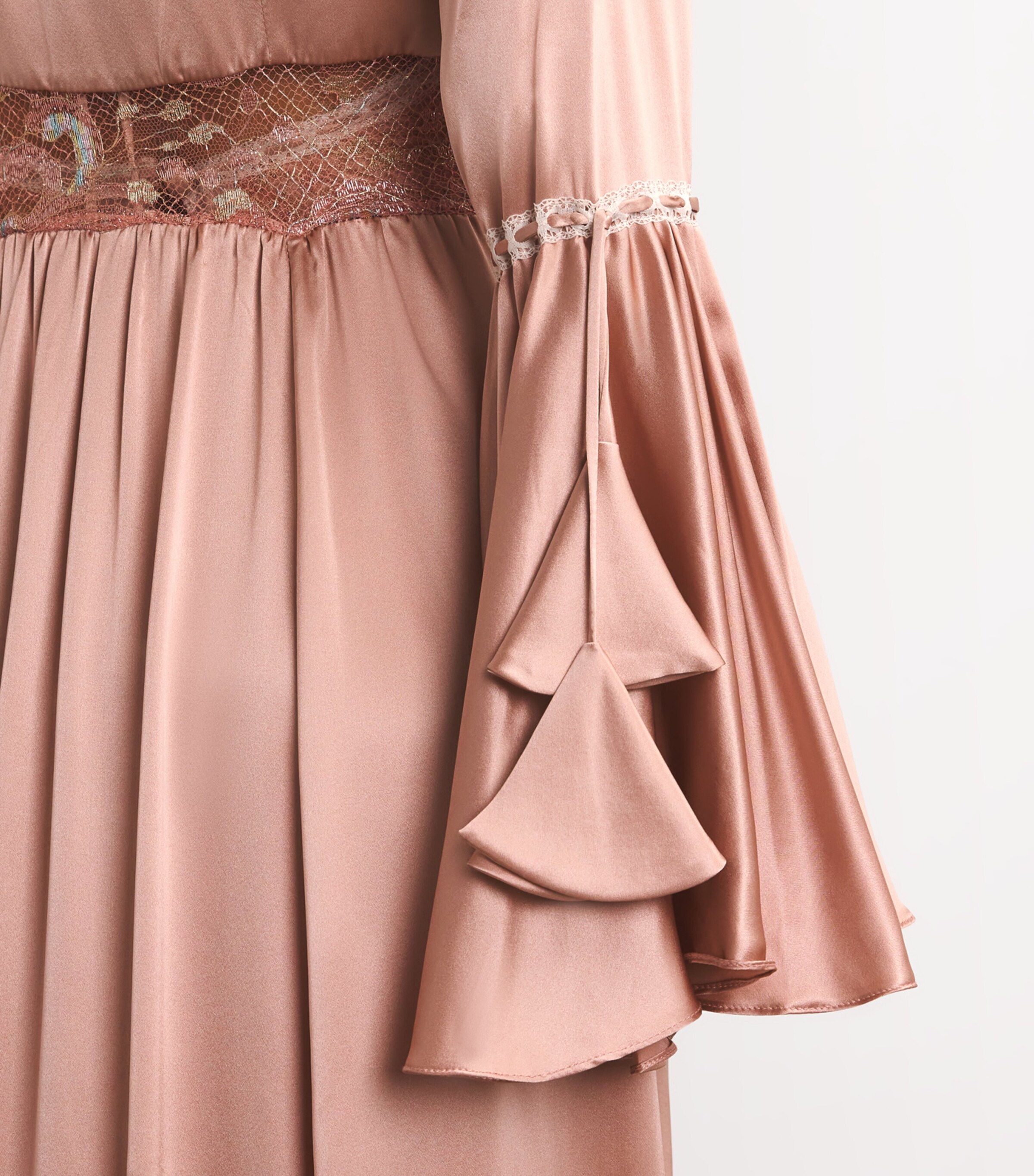 TORLOWEI Womens Silk Sophia Long Kimono Old Rose/multi Image 4