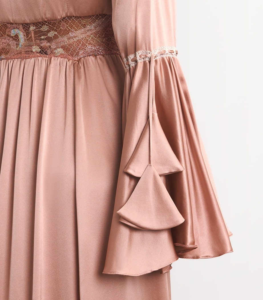 TORLOWEI Womens Silk Sophia Long Kimono Old Rose/multi Image 4