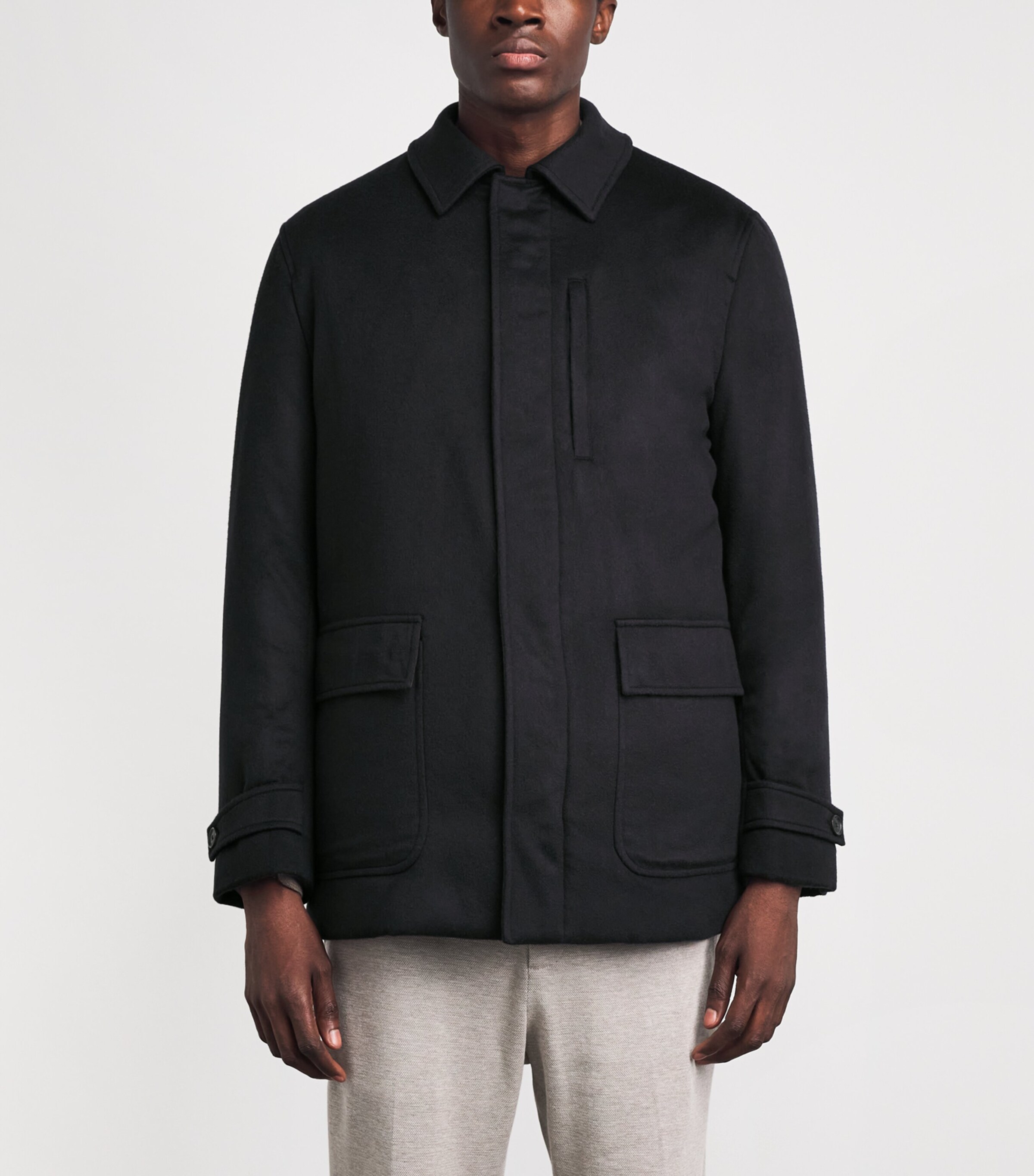 N.Peal Mens Cashmere Weekend Coat Navy Chocolate Fur Image 4