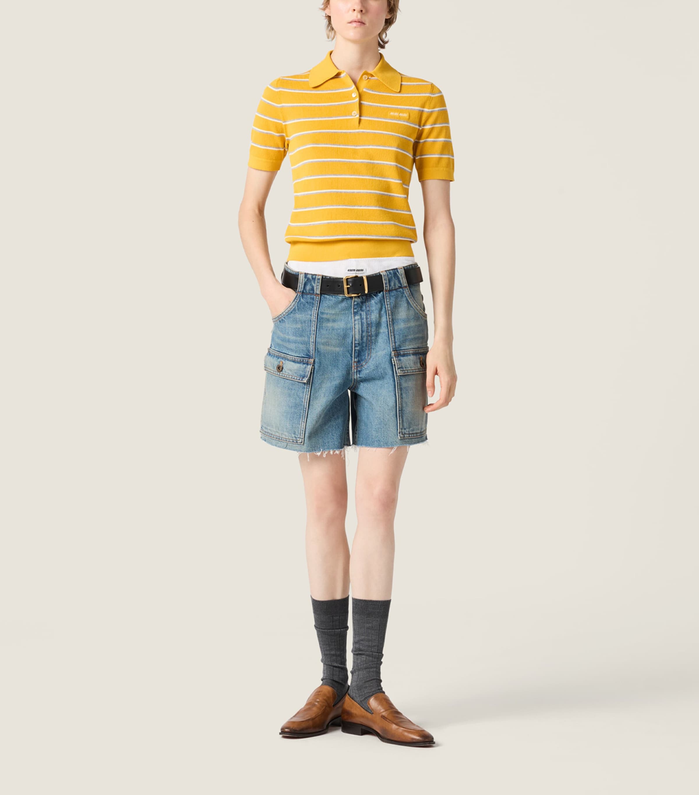 Miu Miu Womens Denim Bermuda Shorts Image 2
