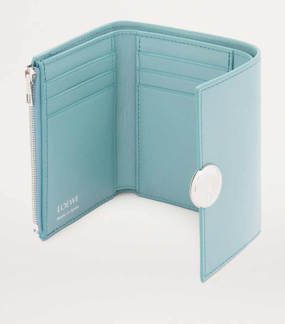 Leather Vertical Pebble Wallet WATER Image 4