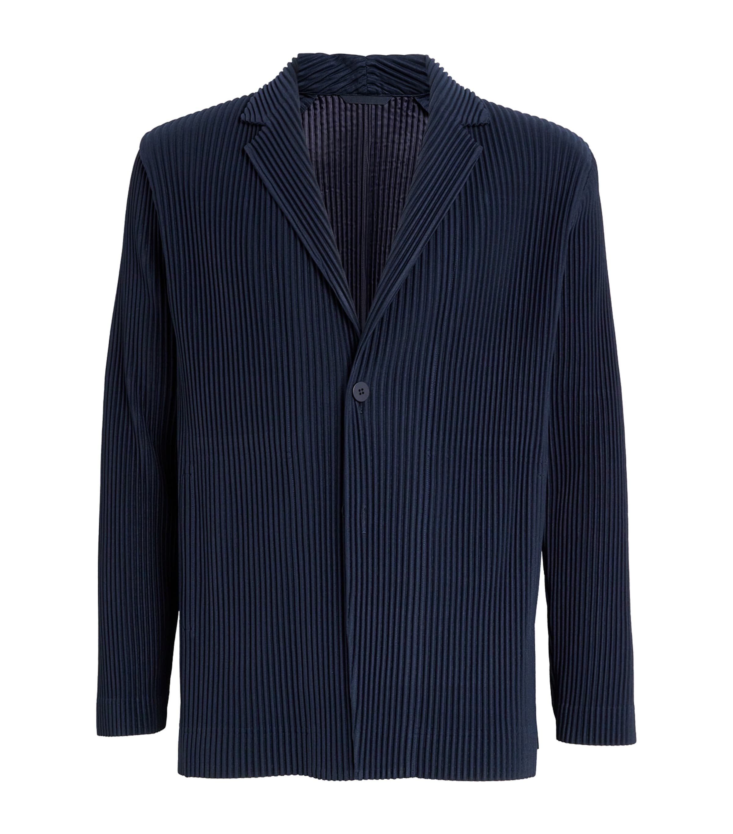 Shop Issey Miyake Pleated Blazer In Navy