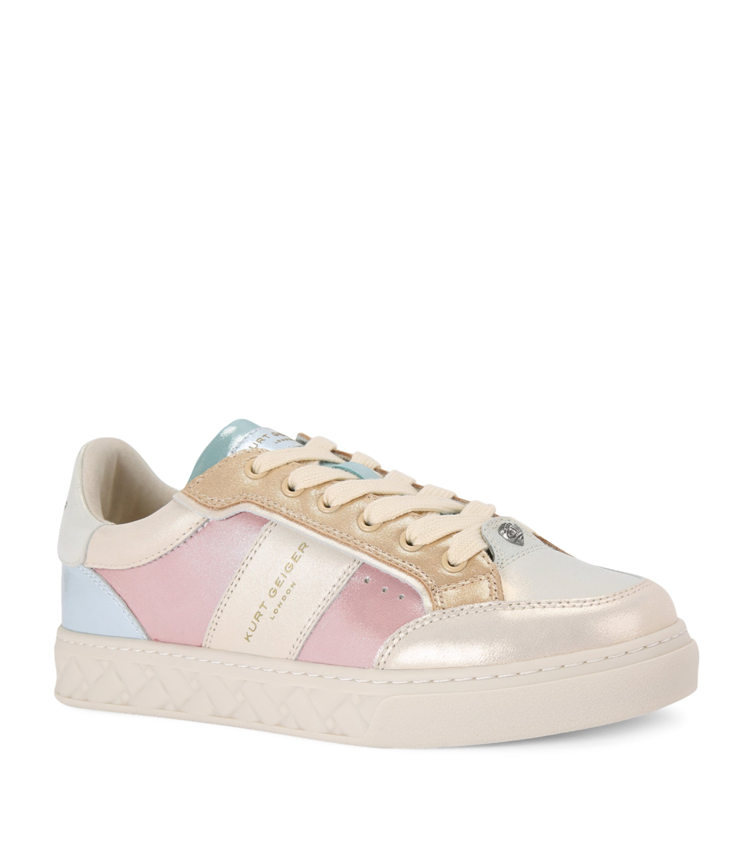 Shop Kurt Geiger Leather Kensington Slim Cupsole Sneakers In Grey