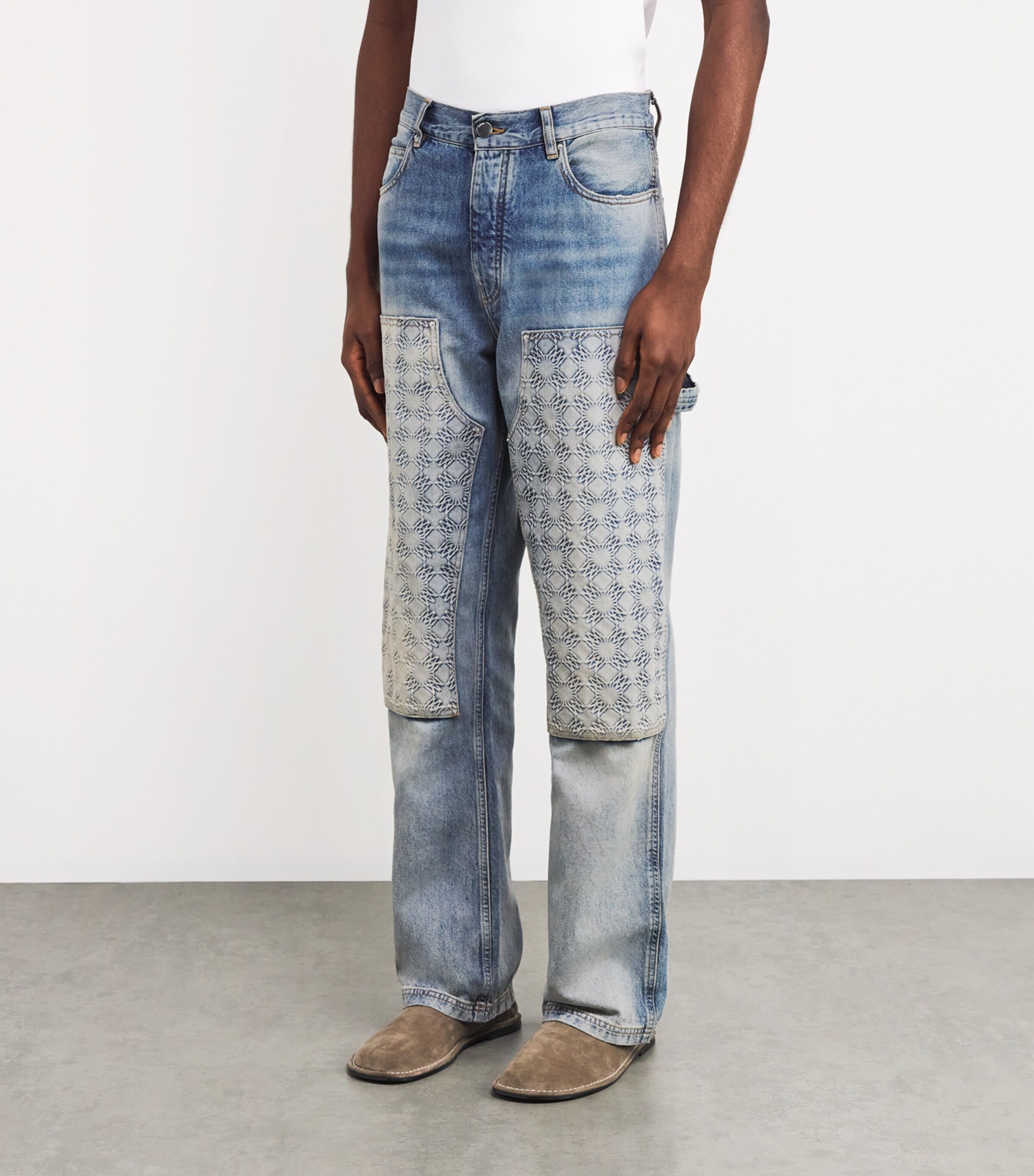 Monogram-Debossed Straight Jeans ANTIQUE INDIGO Image 3