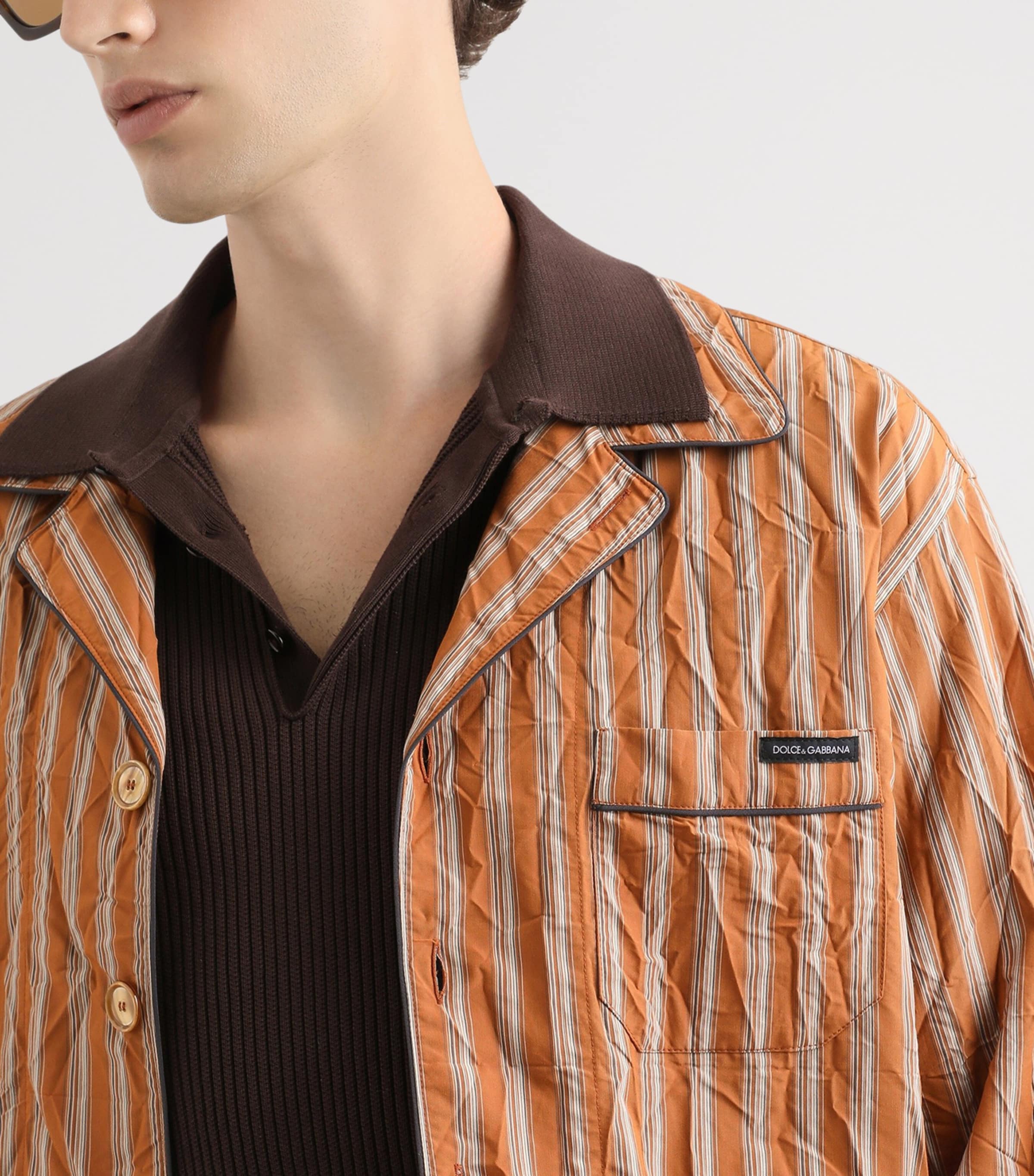 Dolce&Gabbana Mens Crinkle Stripe Shirt Striped Image 4