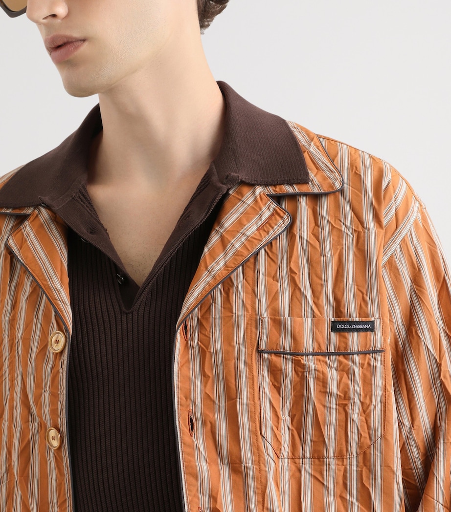Dolce&Gabbana Mens Crinkle Stripe Shirt Striped Image 4