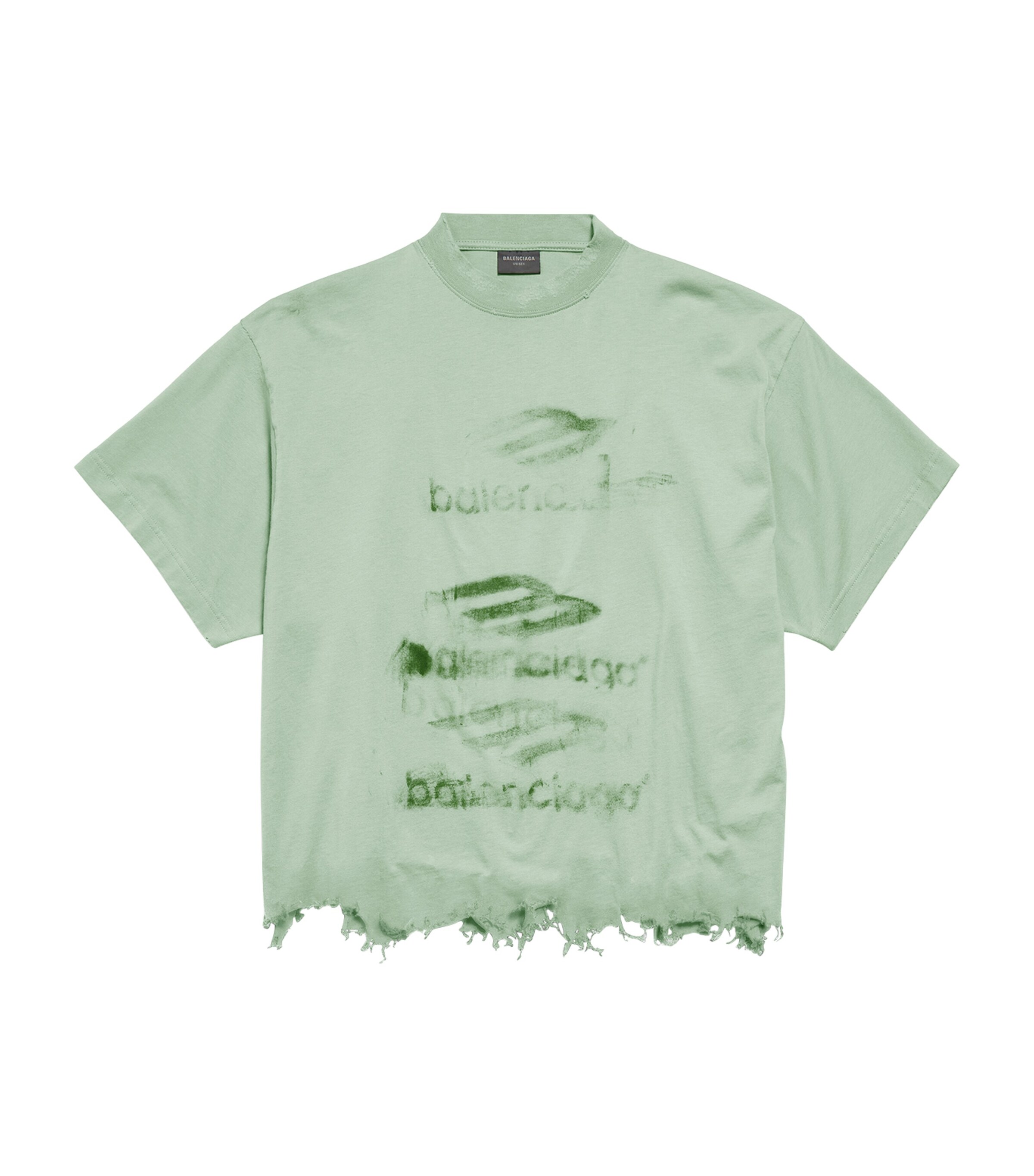 Balenciaga Cotton Cropped Graphic T-shirt In Green