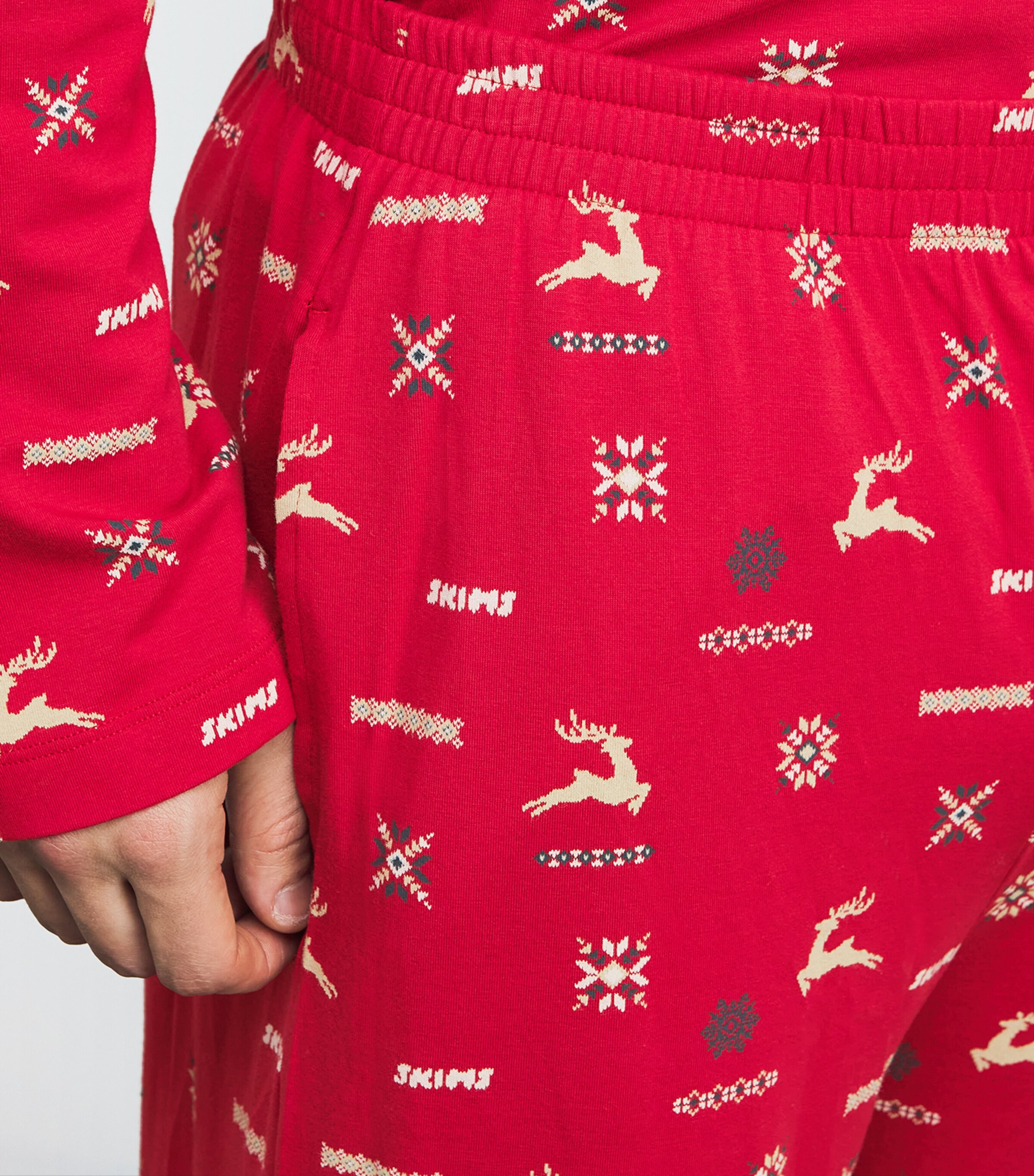 Skims Mens Jersey Sleep Pyjama Set Cranberry Vntg Deer Image 4